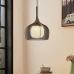 Lucande Tetira hanging lamp, 1-bulb, 30 cm brown