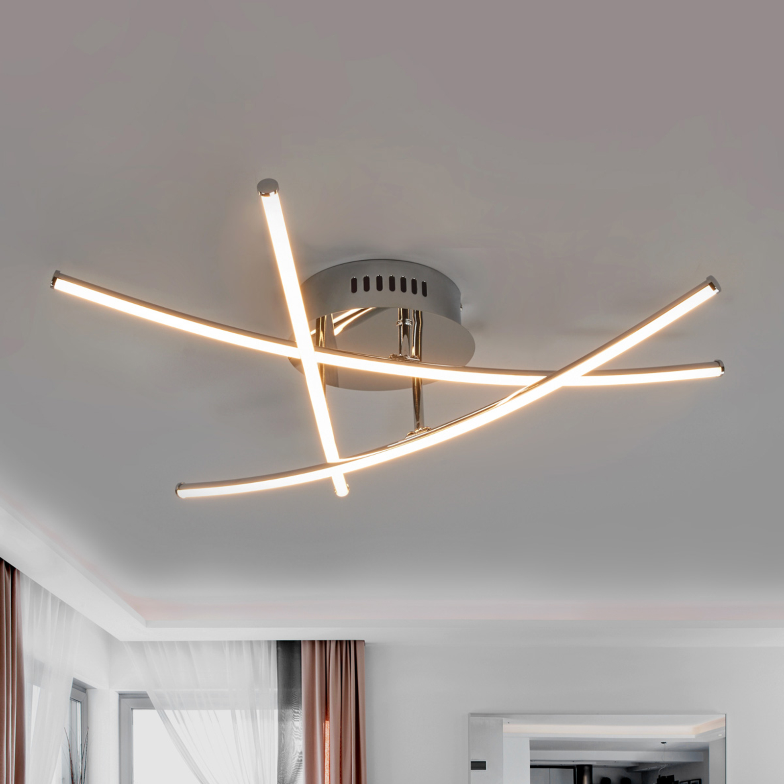 Crossed rods - beautiful LED ceiling lamp Yael