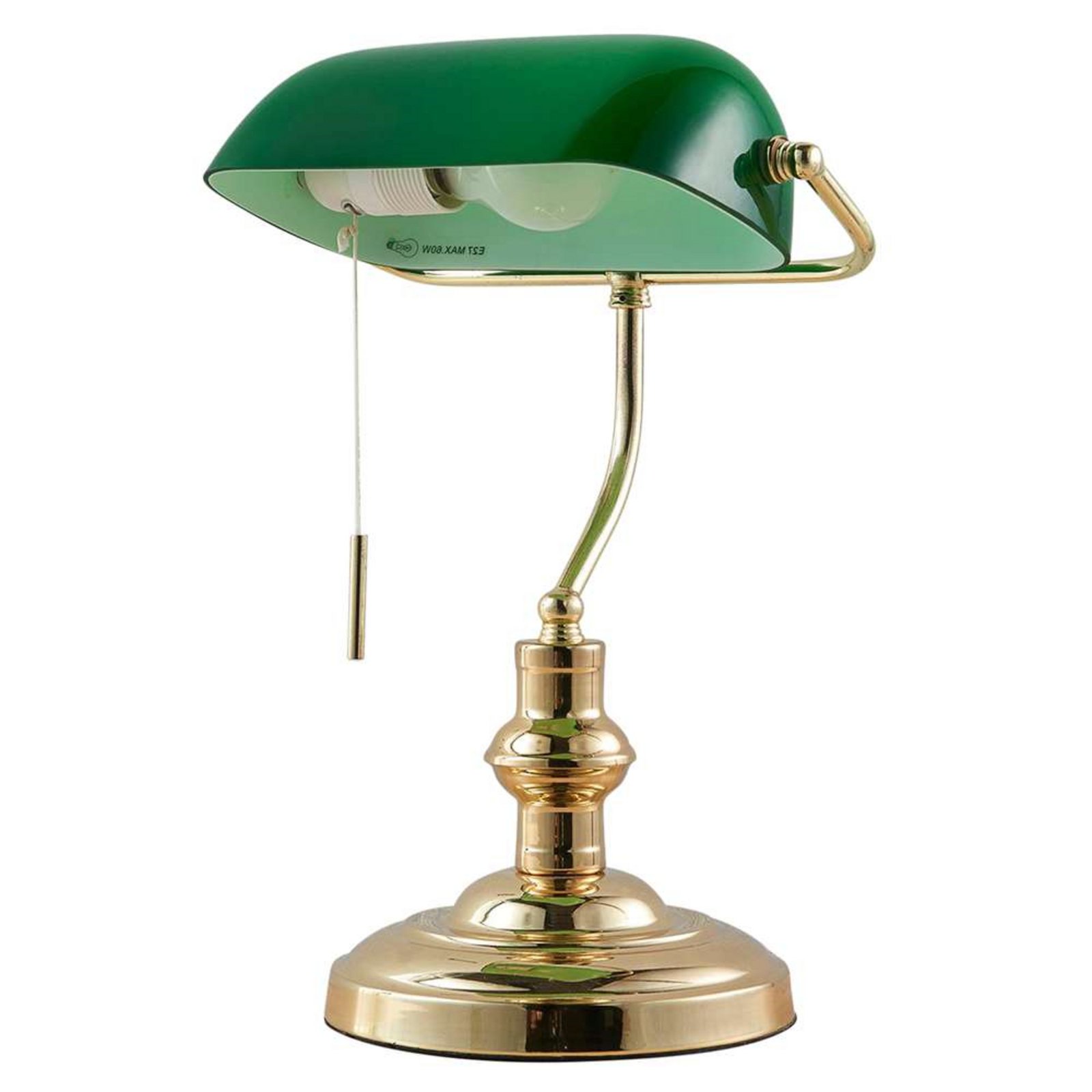 Milenka Stolní Lampa Polished Brass/Green - Lindby