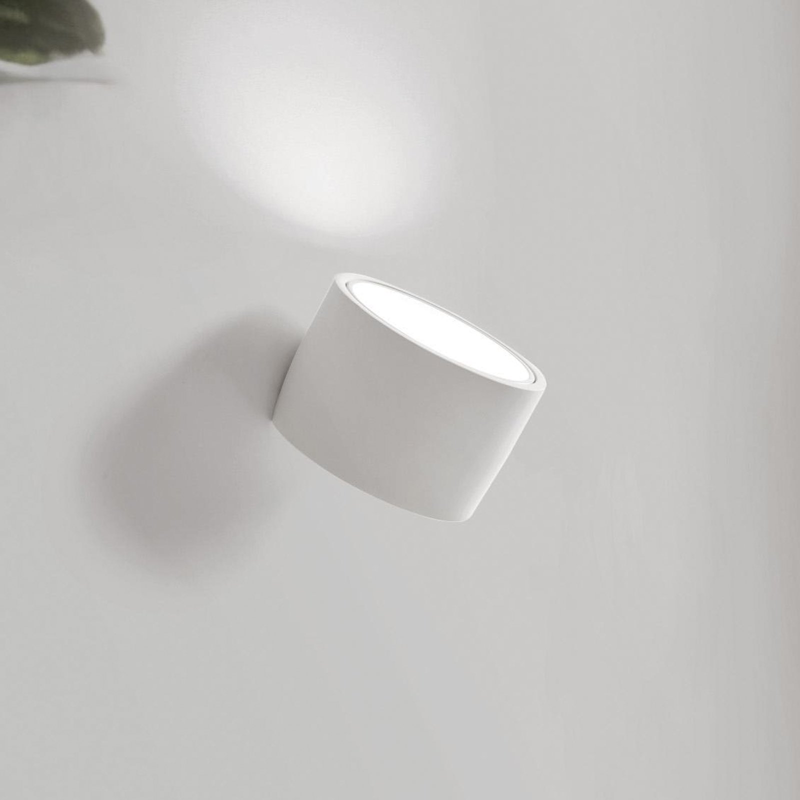 Nasso wall light, white, round, Ø 12 cm, plaster, GX53