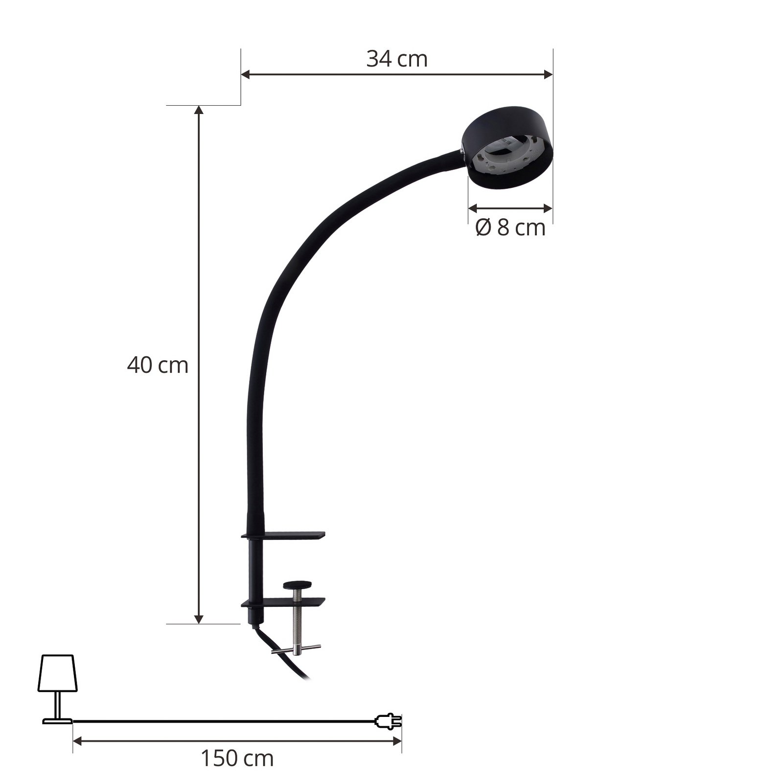 Lindby screw-clamp lamp Jyla, matt black, GX53, flexible arm