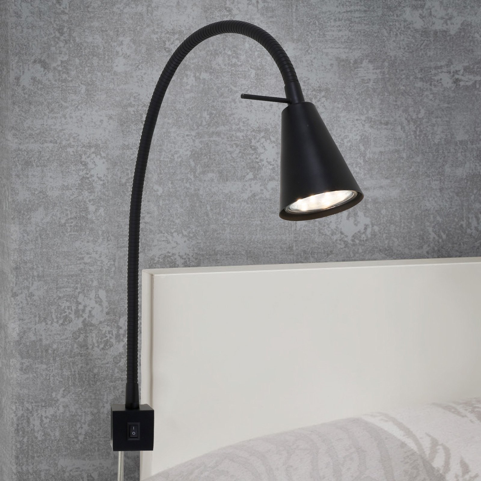 LED nástenná lampa 2080, montáž na posteľ, čierna