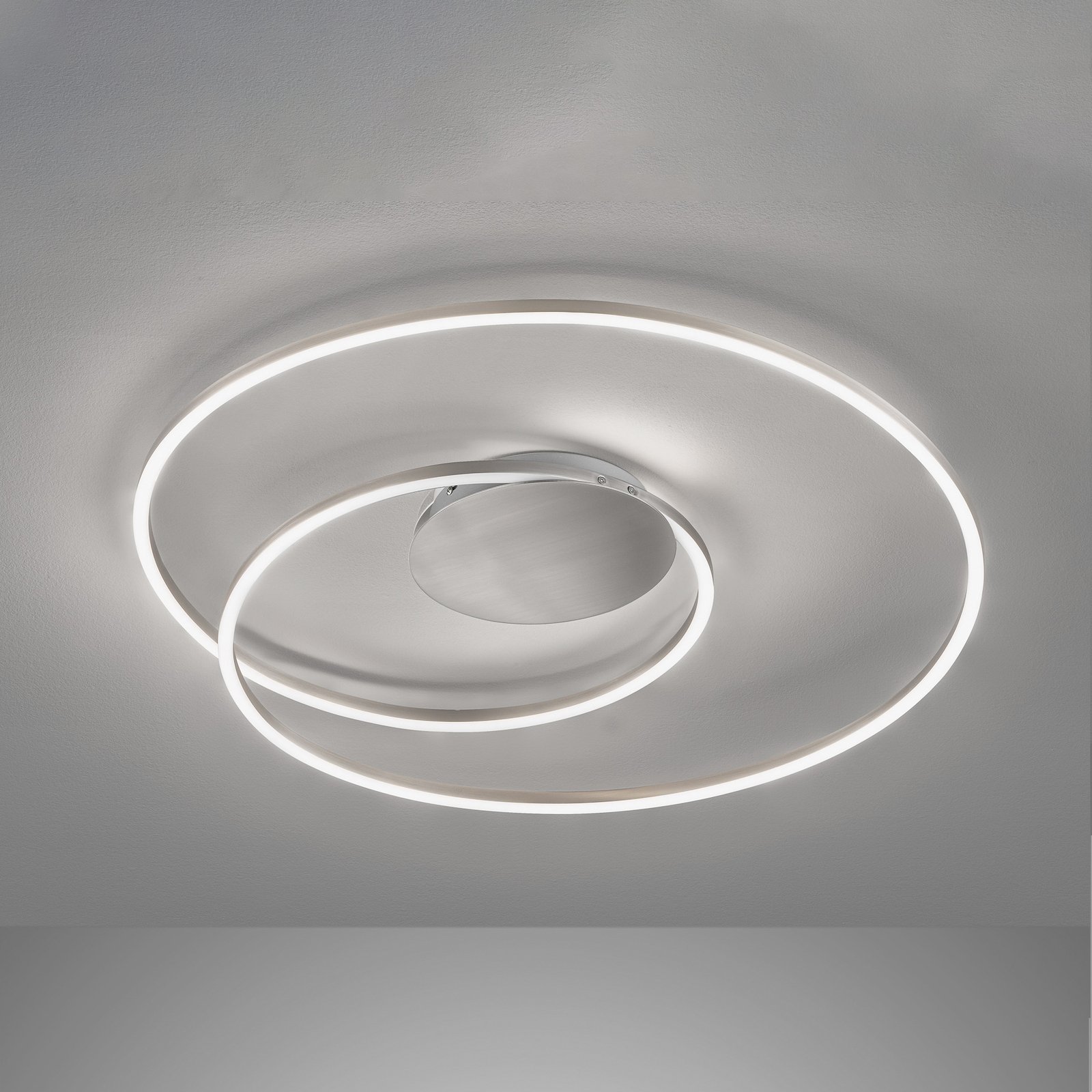 Lampa sufitowa LED Holy, Ø 68cm, nikiel matowy
