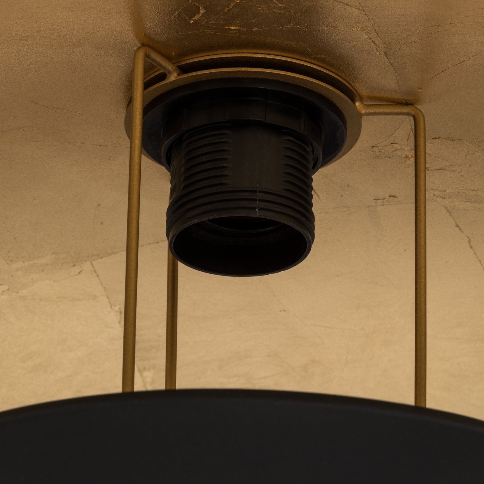 Lindby Emilienne taklampe, svart/gull, metall, Ø 60 cm