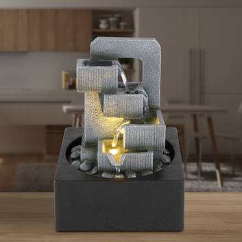 Fontana LED-springvand, antracit/grå, trappe