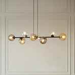 Hängeleuchte Glassy, 8-flammig, schwarz, grafit/amber/klar