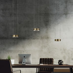 Lampada LED a sospensione Zera-3, lunghezza 120 cm, color bronzo, copertura a