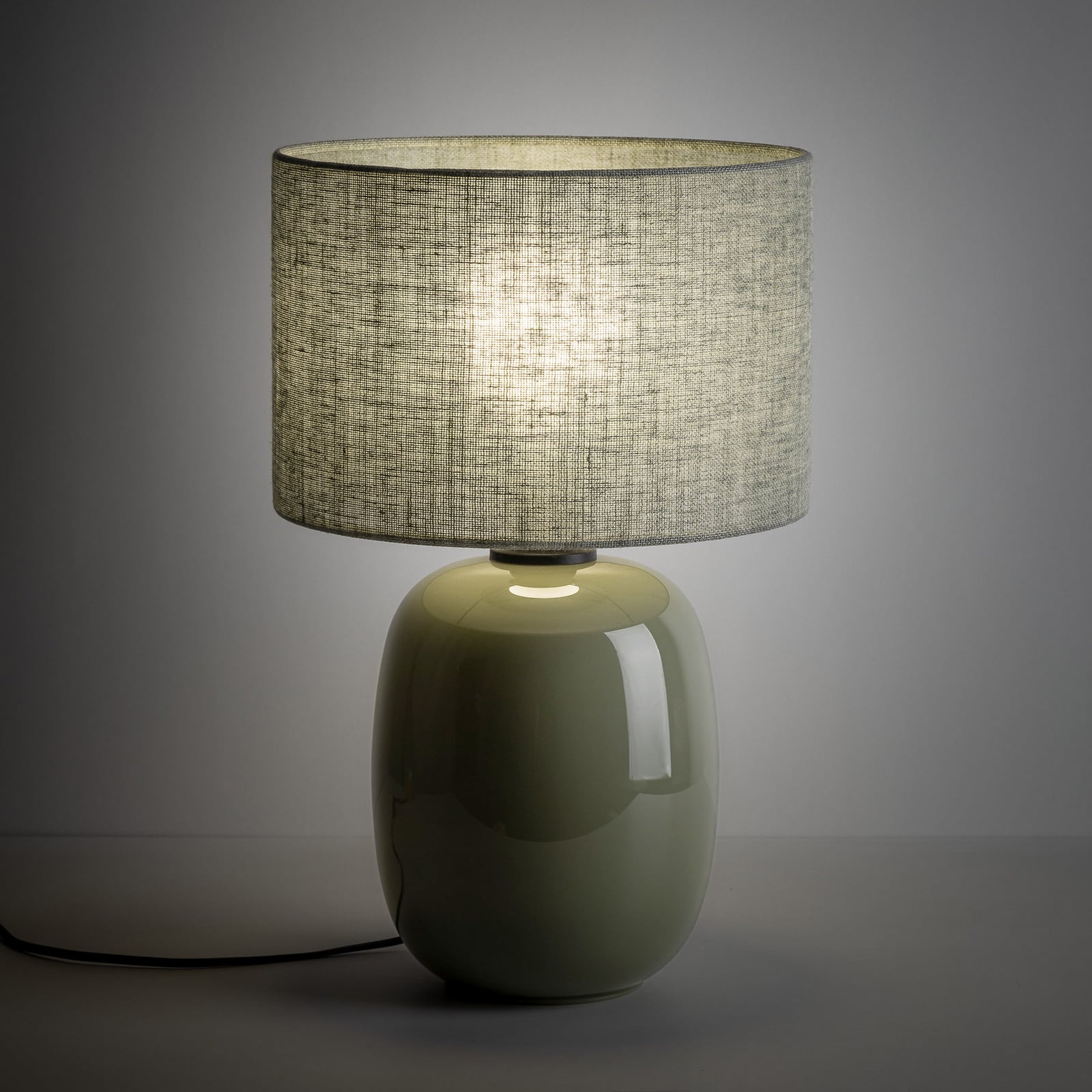 Tafellamp Melody, olijfgroen, textiel, hoogte 48 cm, E27 Tafellamp Melody, olijfgroen, textiel, hoogte 48 cm, E27