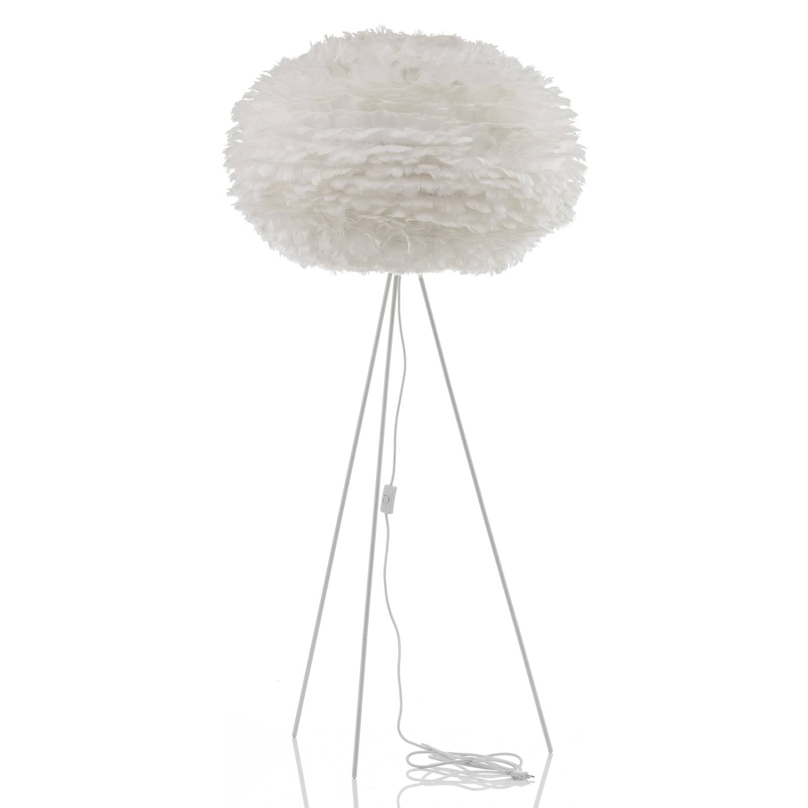 UMAGE Eos X-large floor lamp tripod white, for Living / Dining Room, goose feathers, aluminium, paper, E27, 15 W, H: 154 cm