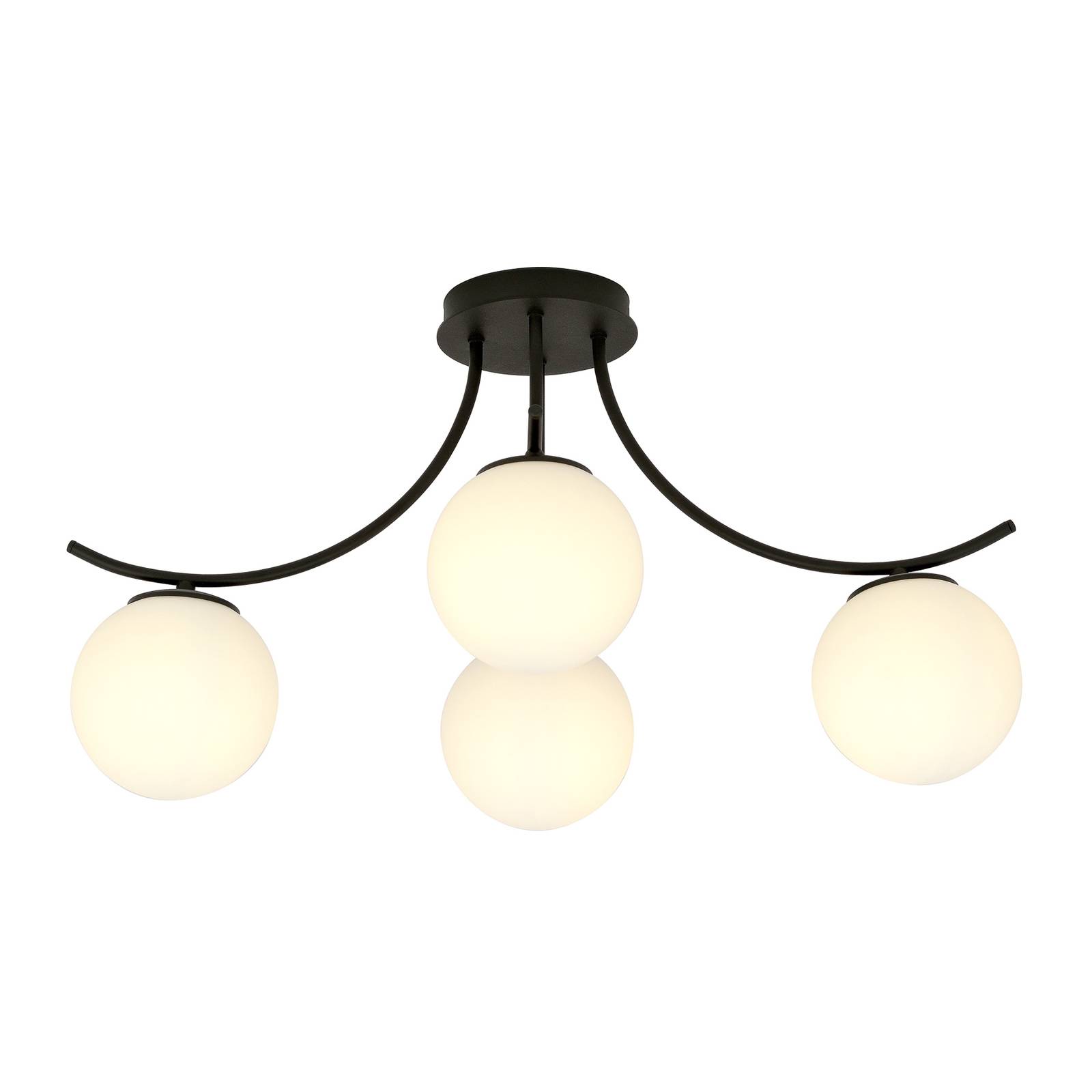 Lampa sufitowa Boston, czarna/opalowa, 4-punktowa