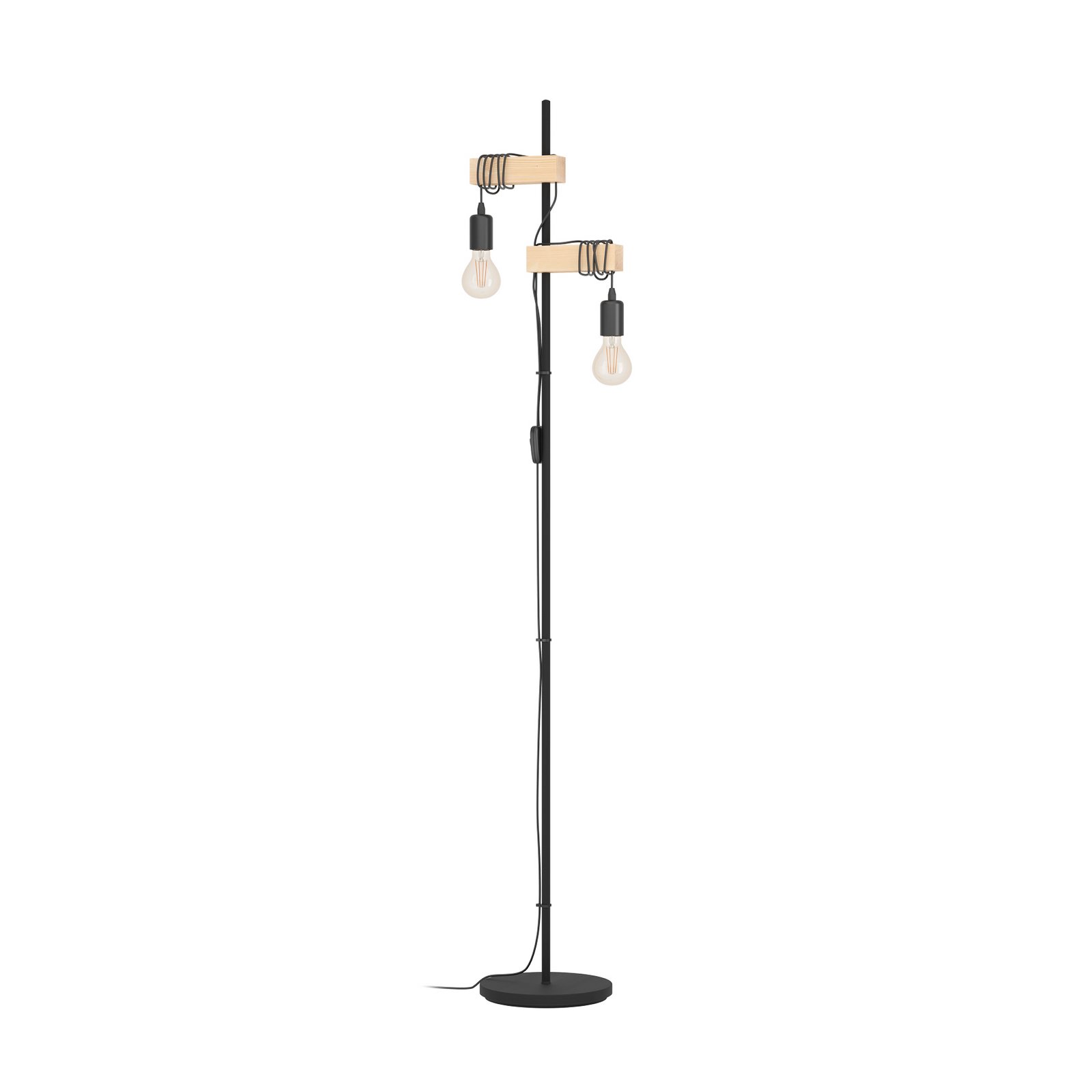 Lampa stojąca Townshend 2-pkt. czarna/jasne drewno
