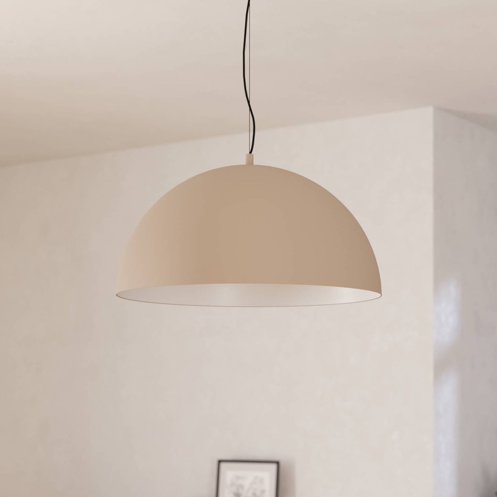 Gaetano 1 hanglamp, Ø 53 cm, zand/crème, staal