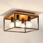 Lindby Miravi φωτιστικό οροφής, ξύλο, τέσσερα φώτα