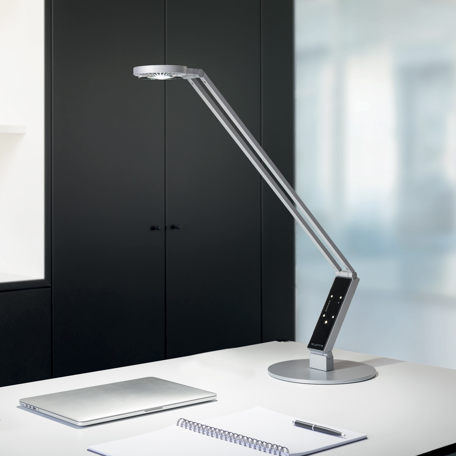 Luctra TableProRadial LED table lamp aluminium base, for Workroom / Office, aluminium, zinc, steel, glass, plastic, 10.5 W, energy efficiency: A+, H: 90 cm