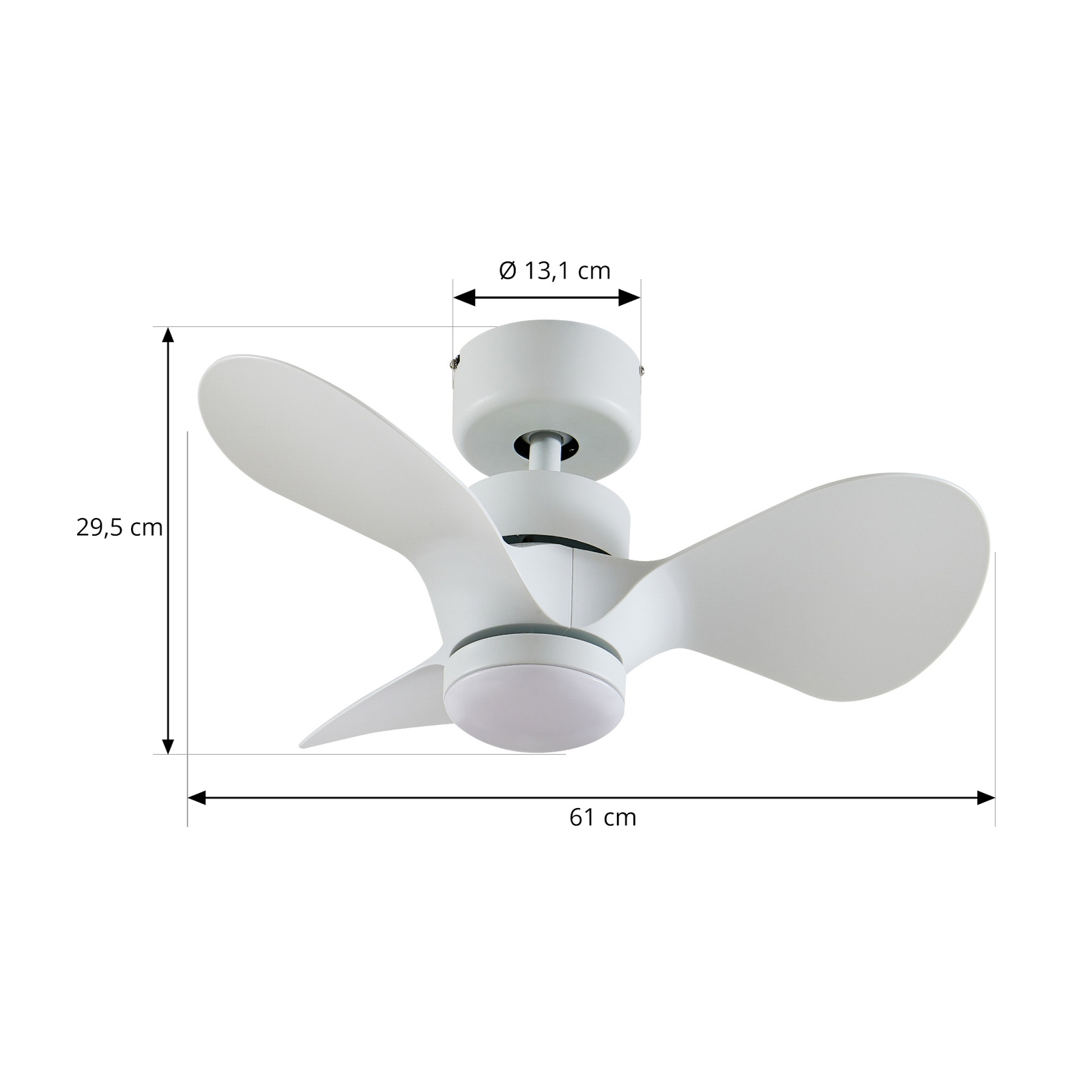 Lindby LED ceiling fan Enon, white, DC motor, quiet
