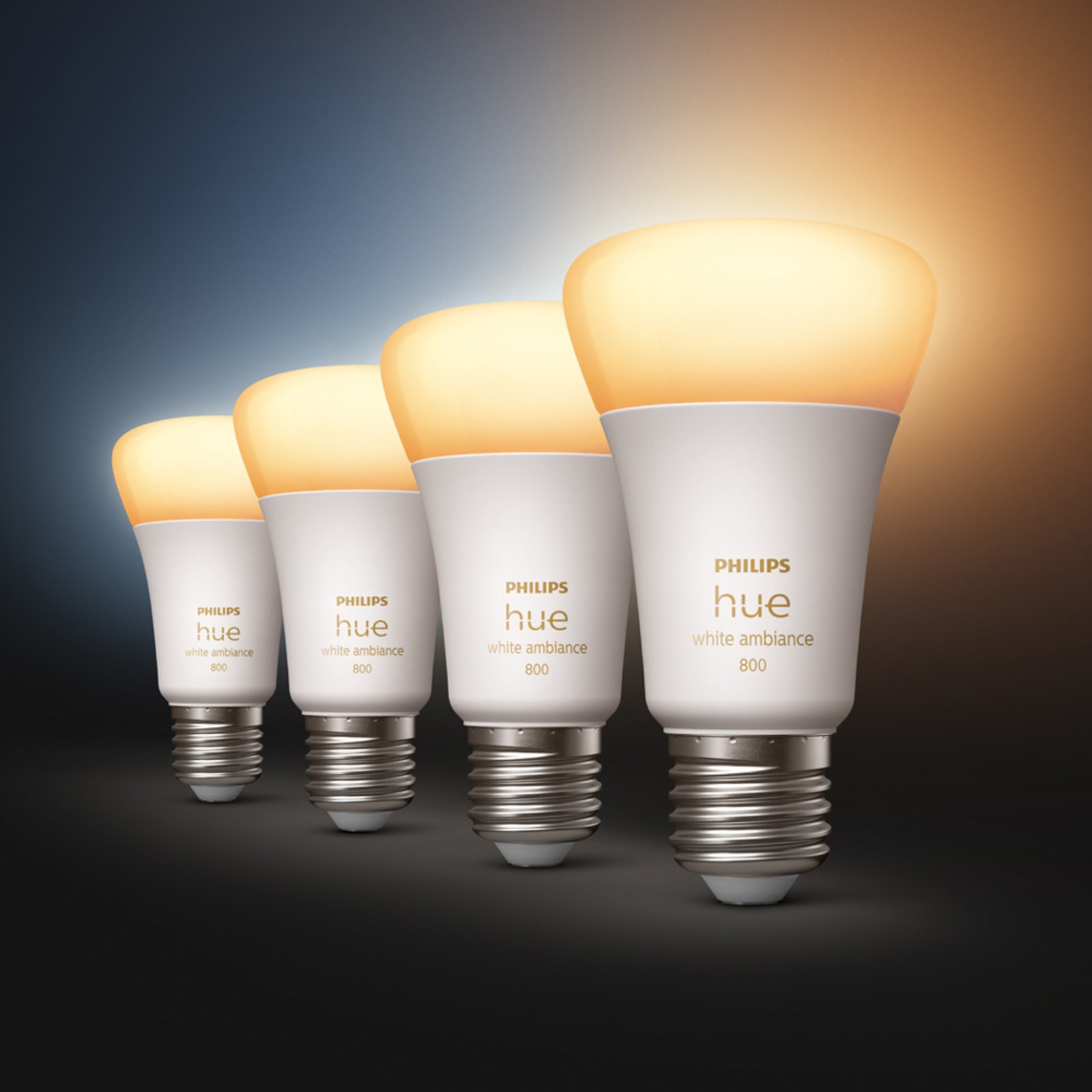 Philips Hue White Ambiance 6W 800lm E27 4-pakning