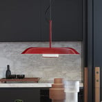 Oluce LED-hængelampe Iride, Ø 85 cm, rød, metal, glas