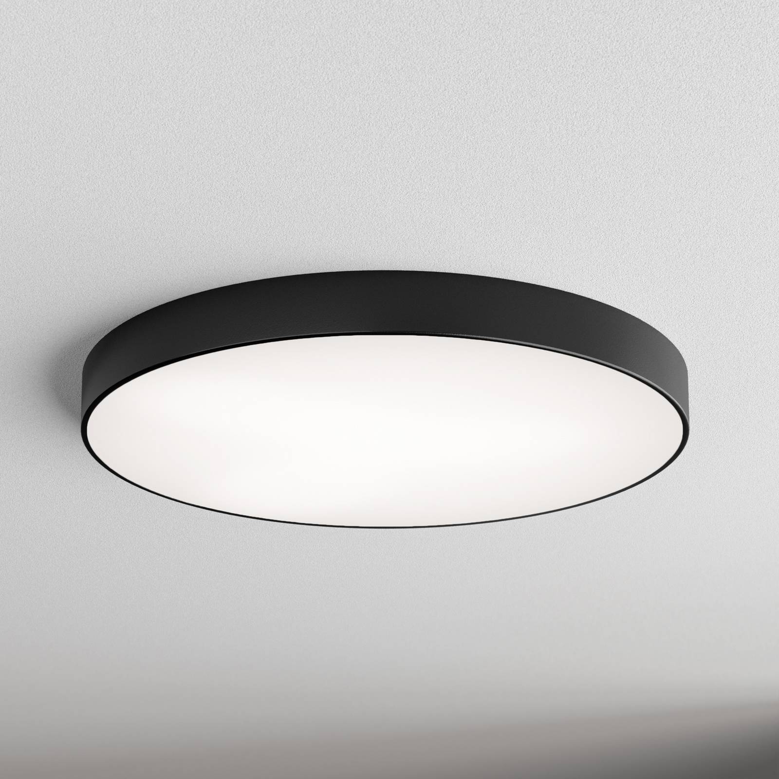 TEMAR LIGHTING Plafonnier Cleo diffuseur de verre, noir, Ø 78cm