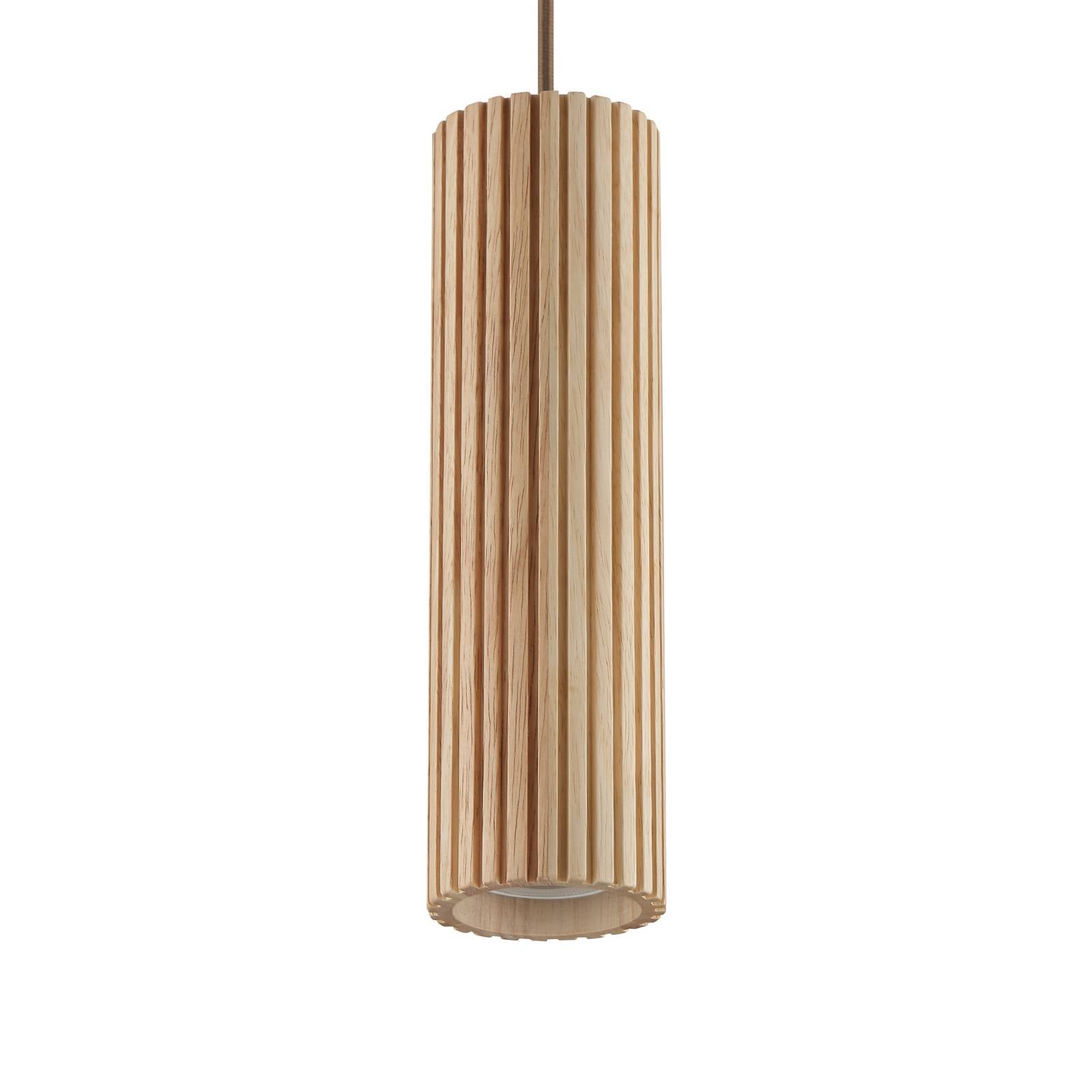 Lampa wisząca Lakewood, brązowa, drewniana, Ø 10 cm, 1-punktowa