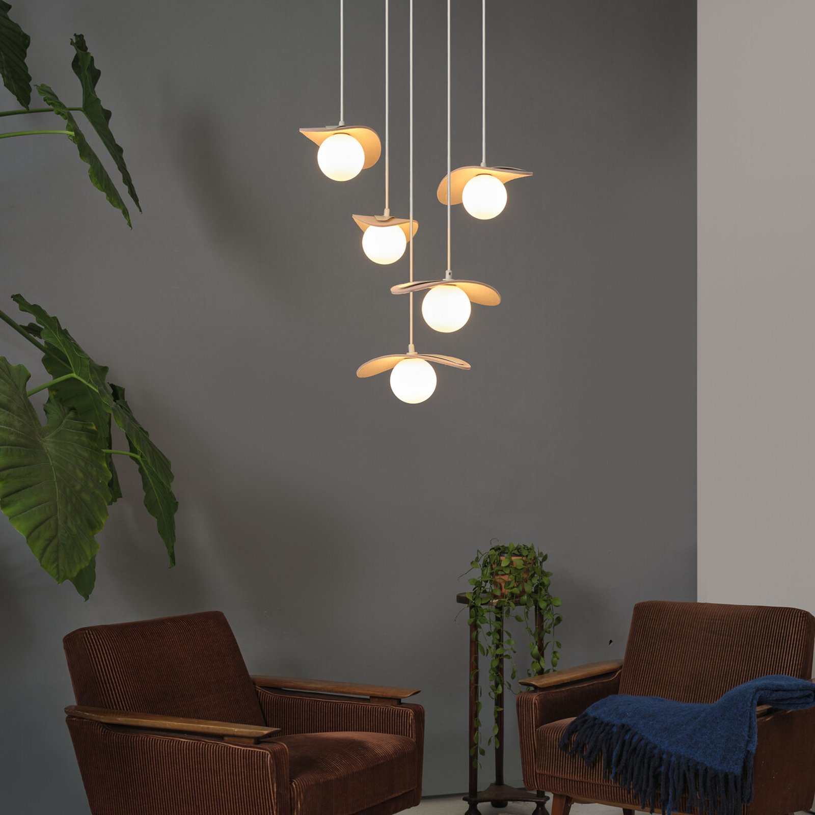Lampada a sospensione OSRAM Decor Pearl, a 5 luci, beige, feltro, G9