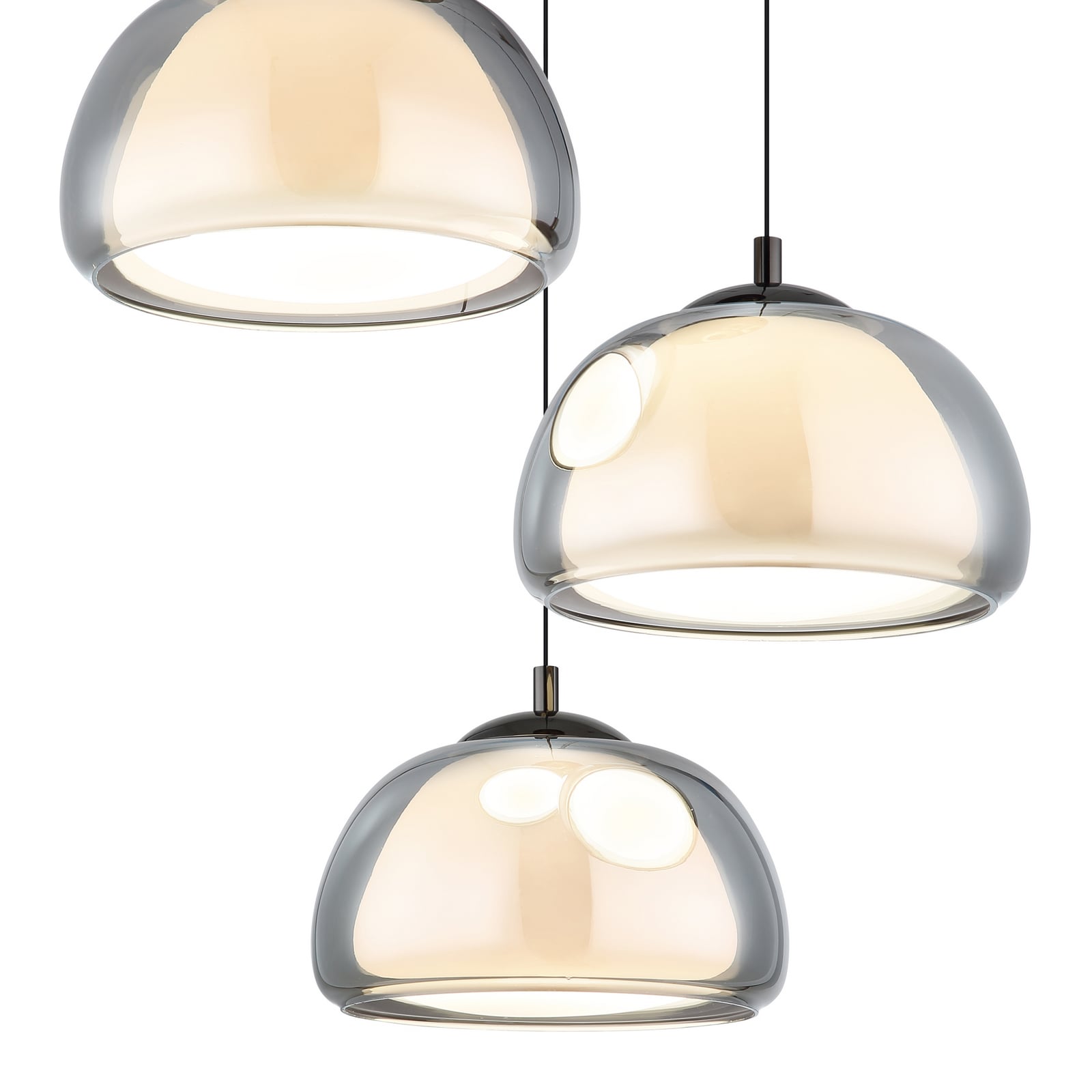 Avila LED lógó lámpa, füstszürke/fekete, üveg, CCT, dimmelhető fényerő
