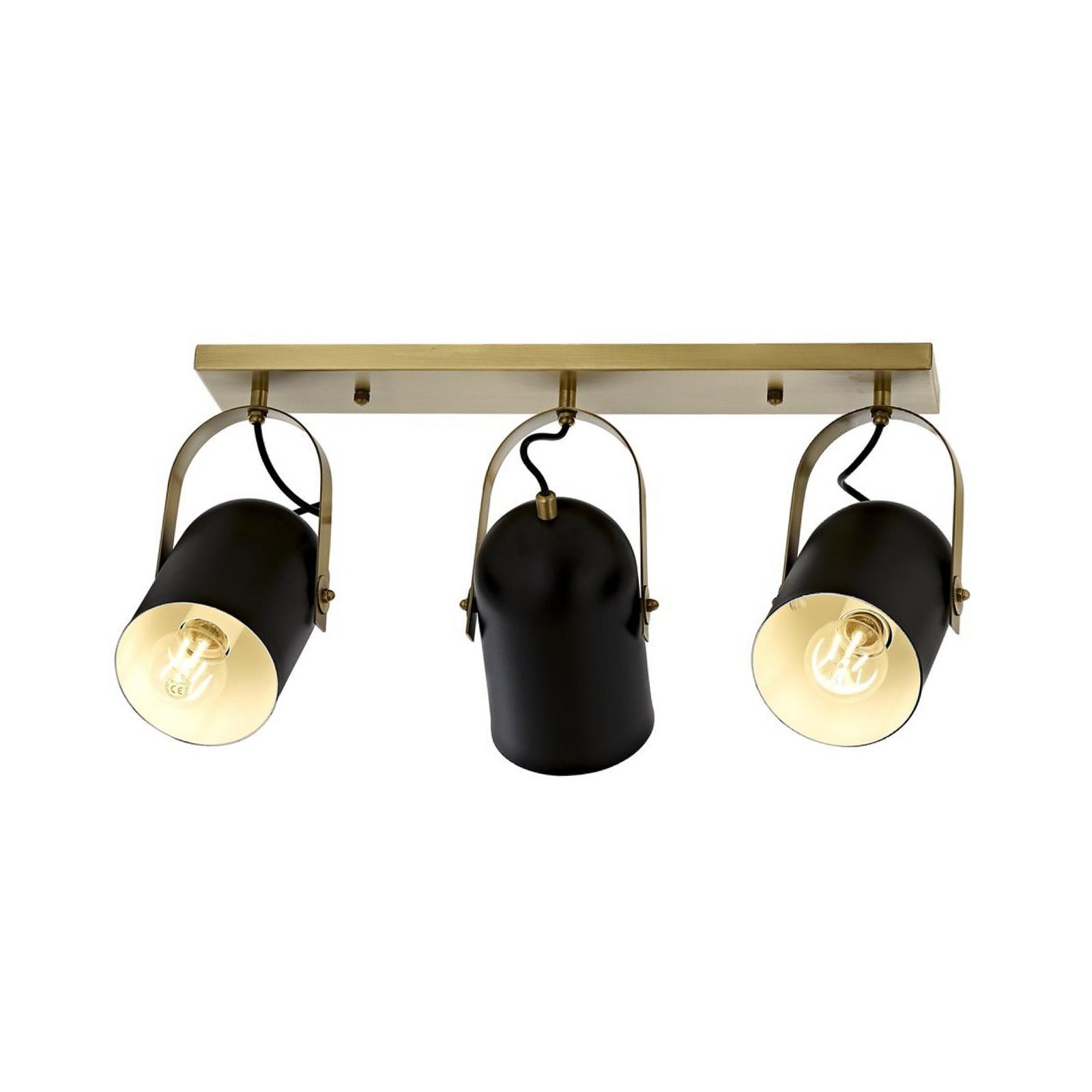 Deckenleuchte Esra, schwarz, Länge 45 cm, Metall, 3-flammig