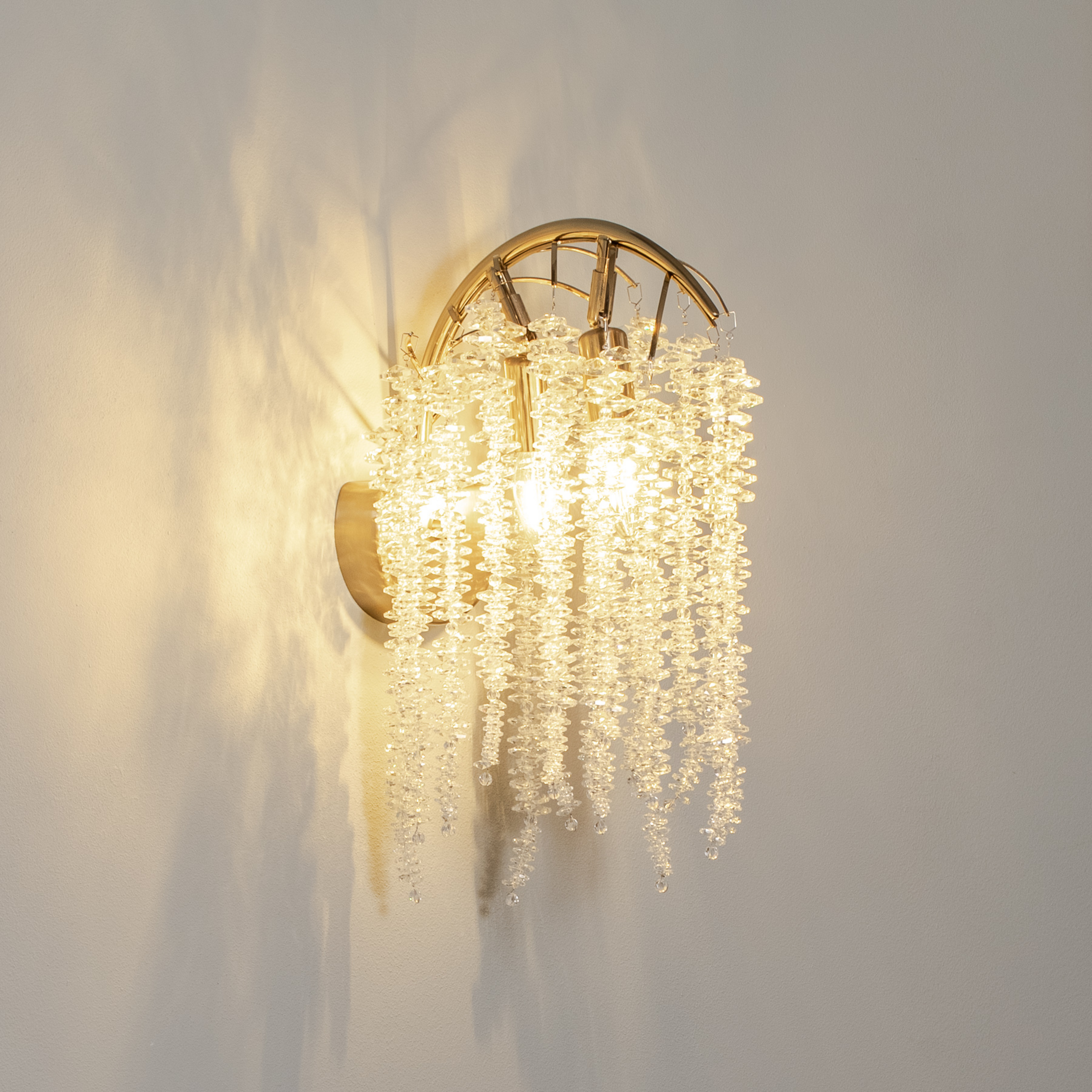 Wandlampe Grape, messing antik, Höhe 42 cm, Glas, 2-flammig