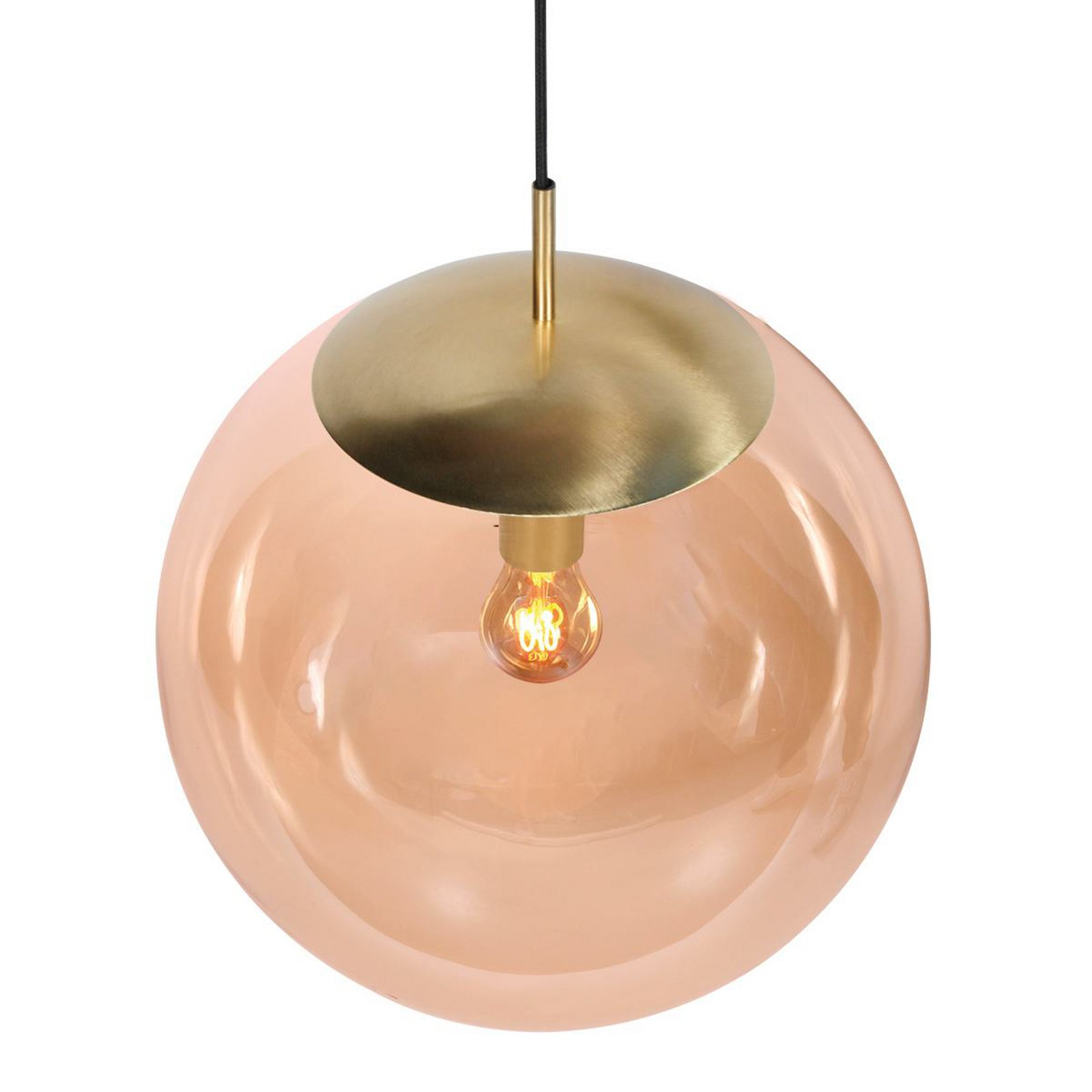 Bollique pendant light, brass, Ø 40 cm, glass, 1-bulb, ball