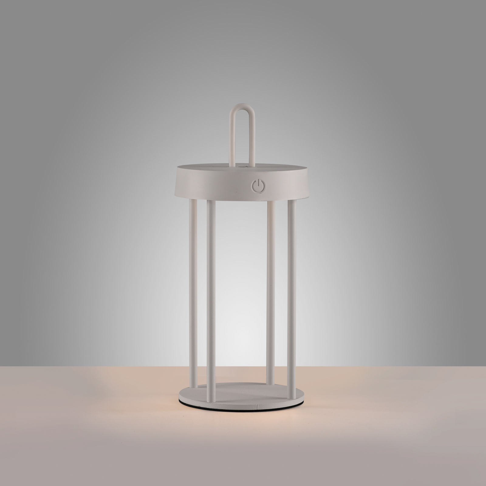 JUST LIGHT. LED įkraunama stalinė lempa Anselm pilkai smėlio spalvos 28cm