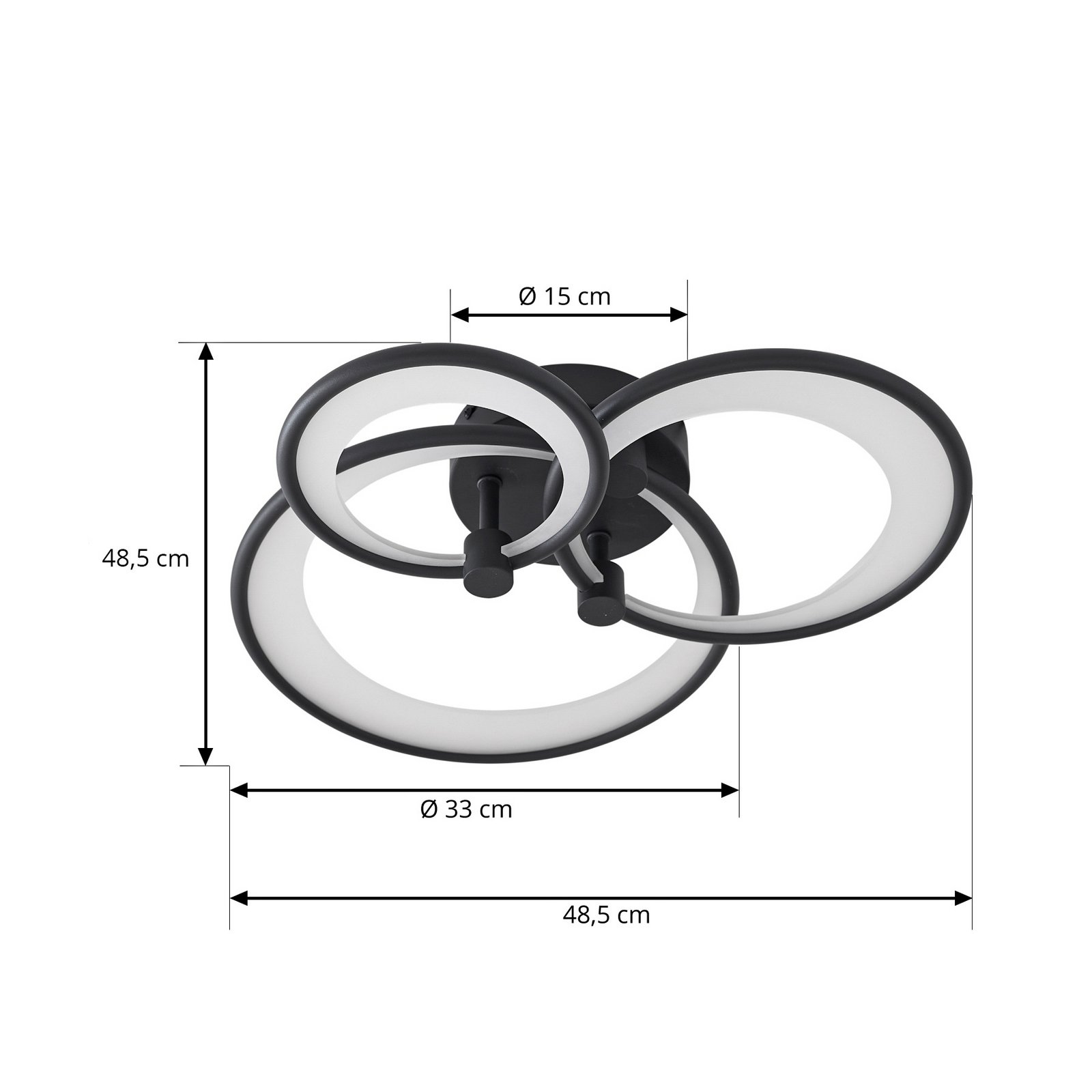 Sorma stropné LED svetlo, čierne, CCT, stmievateľné - Lindby Sorma stropné LED svetlo, čierne, CCT, stmievateľné - Lindby