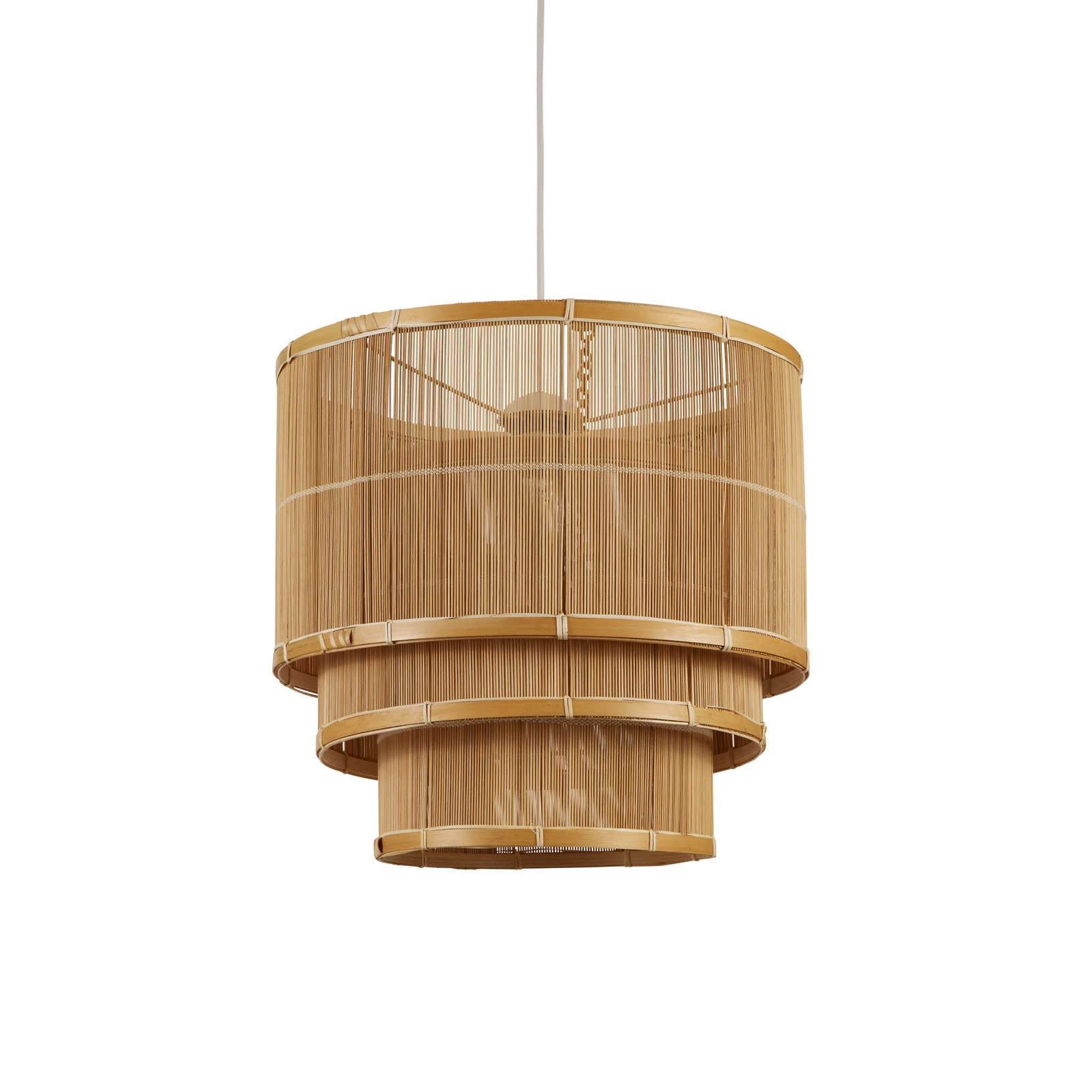 Hanglamp Astaria, houtkleur, bamboe, Ø 40 cm, E27