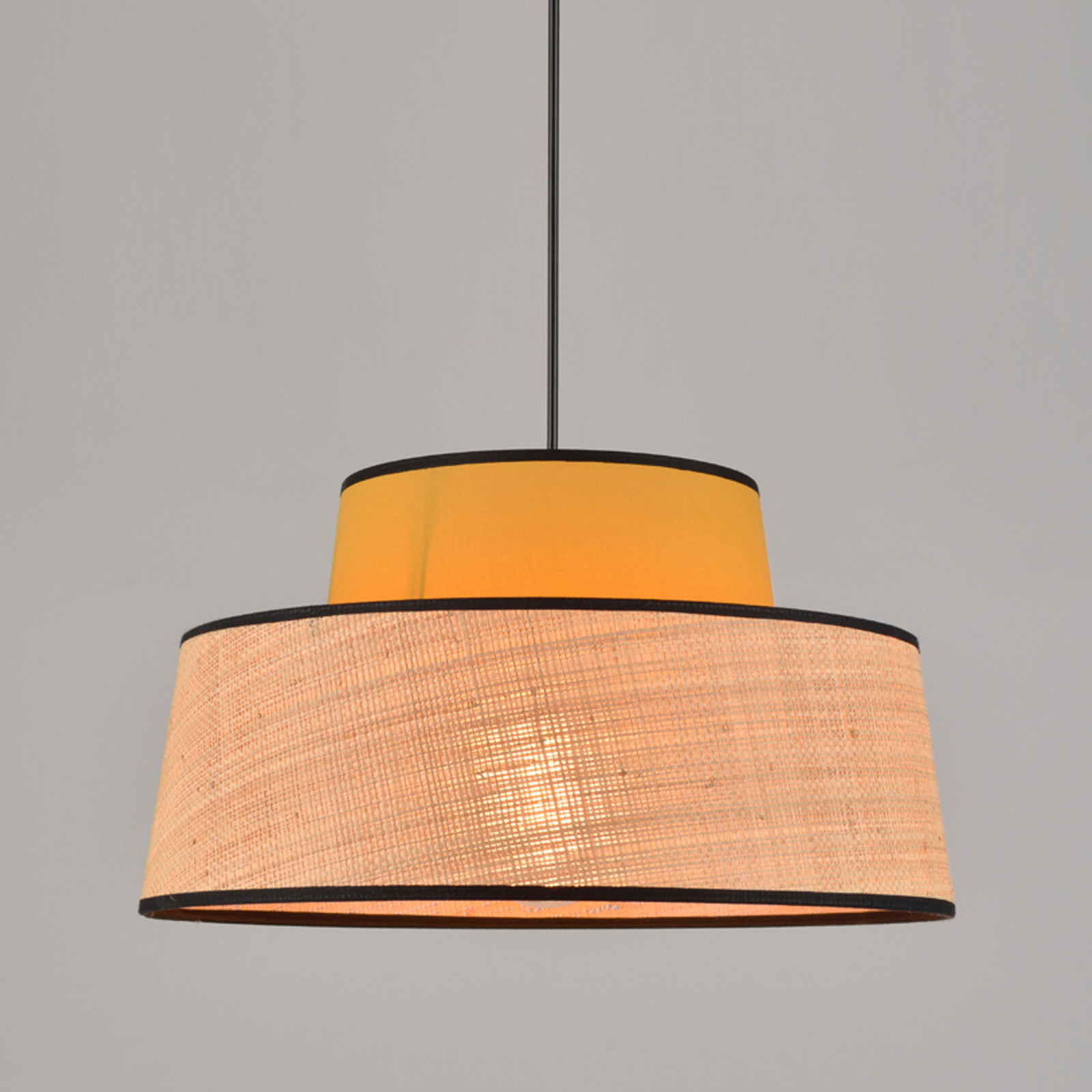 Luster-lampa Mallorca, gorušičasto žuta/prirodna, Ø 38 cm - Corep SAS