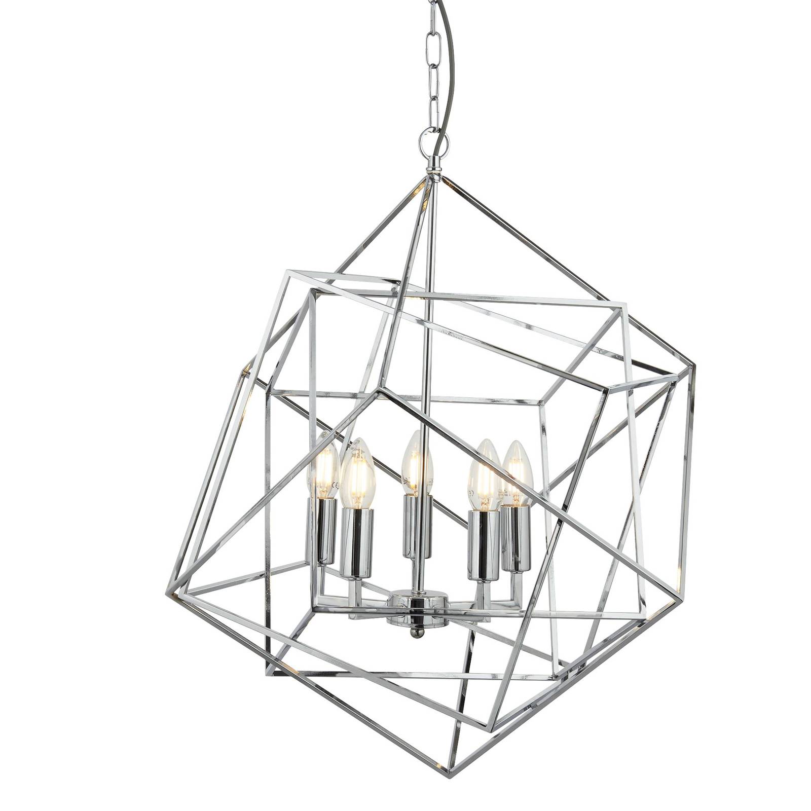 Cube - 5 Licht Decke Anhänger Chrom E14 - Searchlight