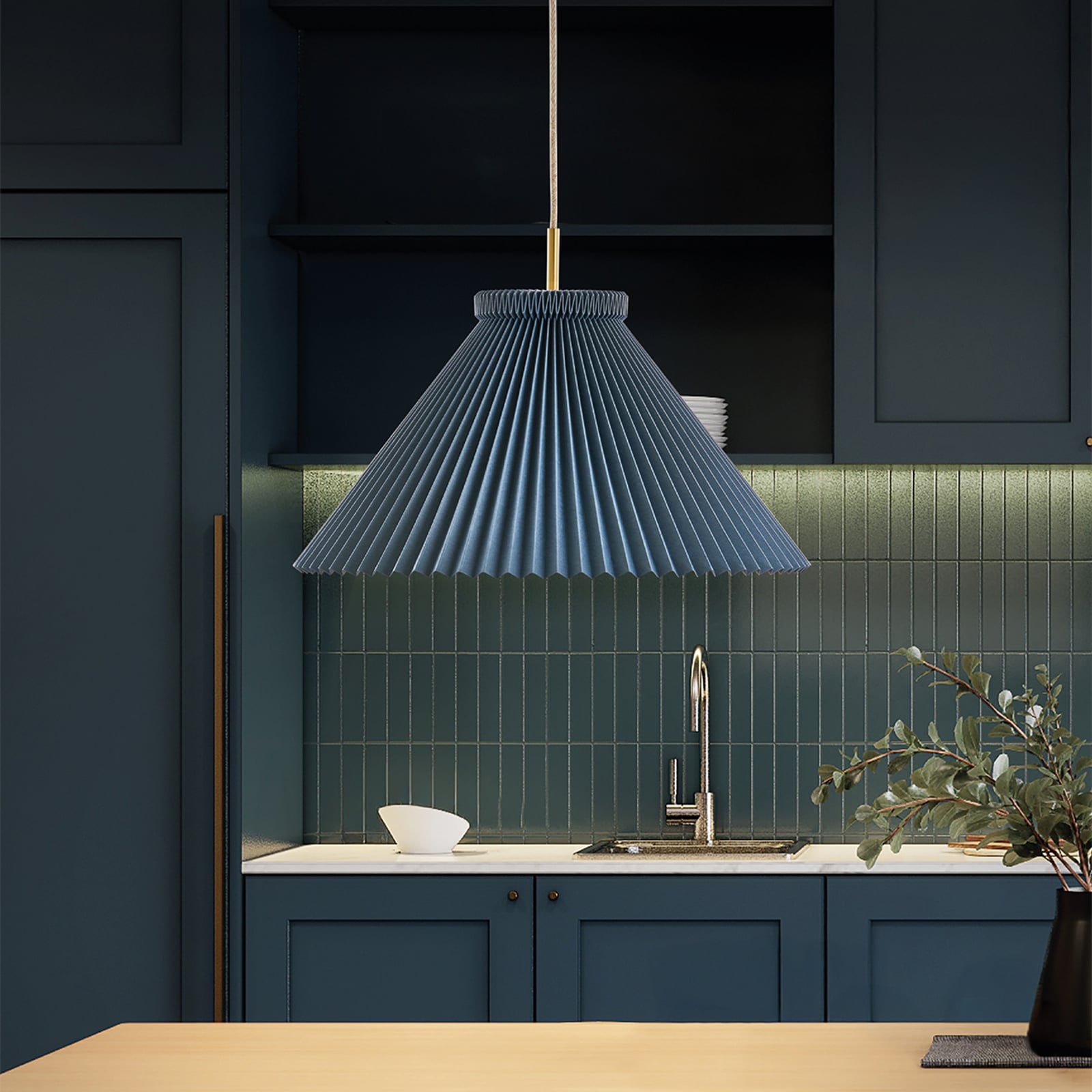 LE KLINT Hängeleuchte Model 1, blau, Papier, Ø 44 cm