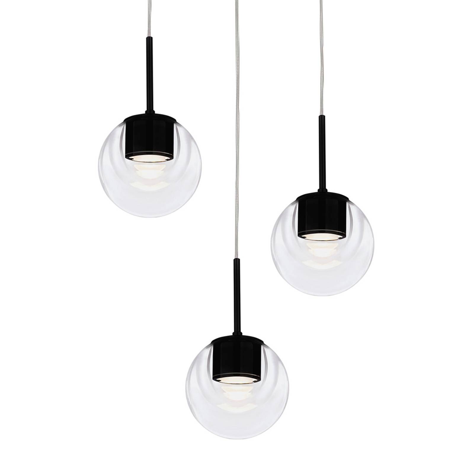 Kundalini Dew 3 LED hängande lampa med tre ljuspunkter svart