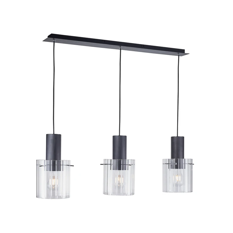 Lucande – Eirian 3 Pendelleuchte Clear/Black