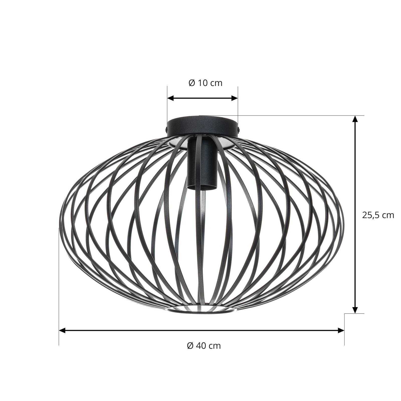 Lampa sufitowa Lindby Maivi, czarna, 40 cm, żelazo, klatka