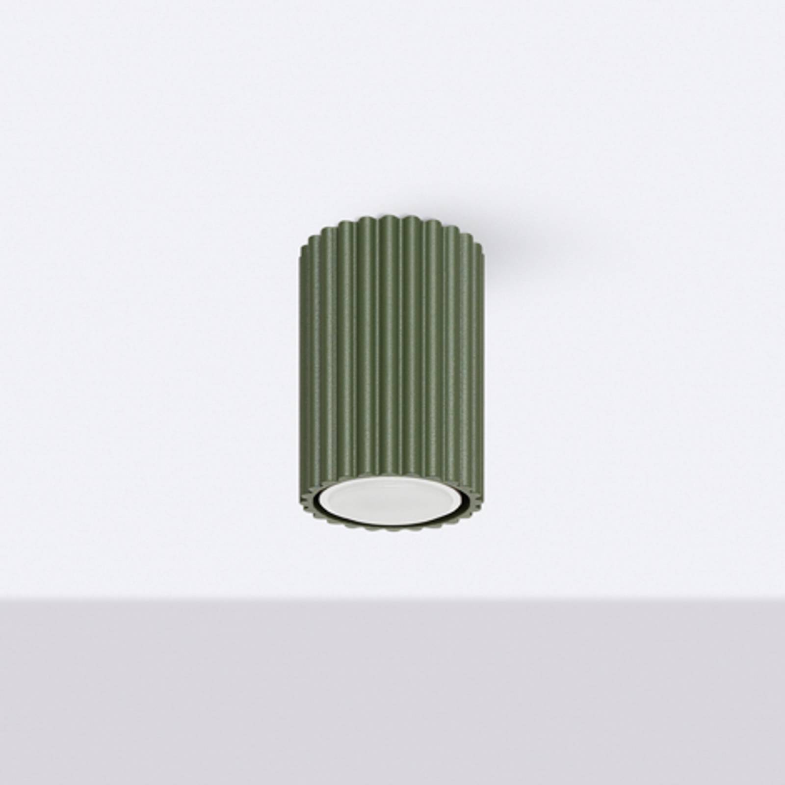 Deckenleuchte ALORA, olivgrün, Ø 7 cm, Metall, GU10 günstig online kaufen