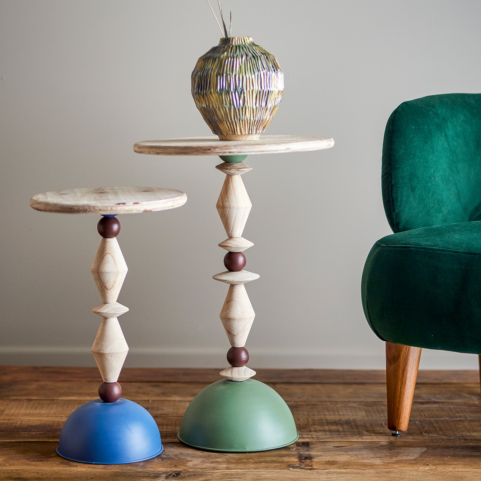 Table d'appoint Mannelli, vert/bois clair, 60 cm - Bloomingville