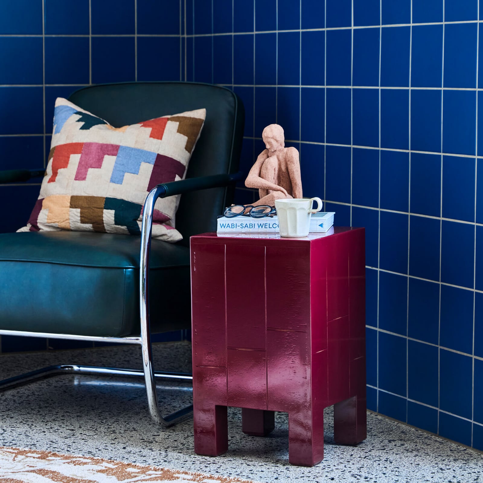 Tavolino HDBrick, rosso, altezza 51 cm, legno - House Doctor