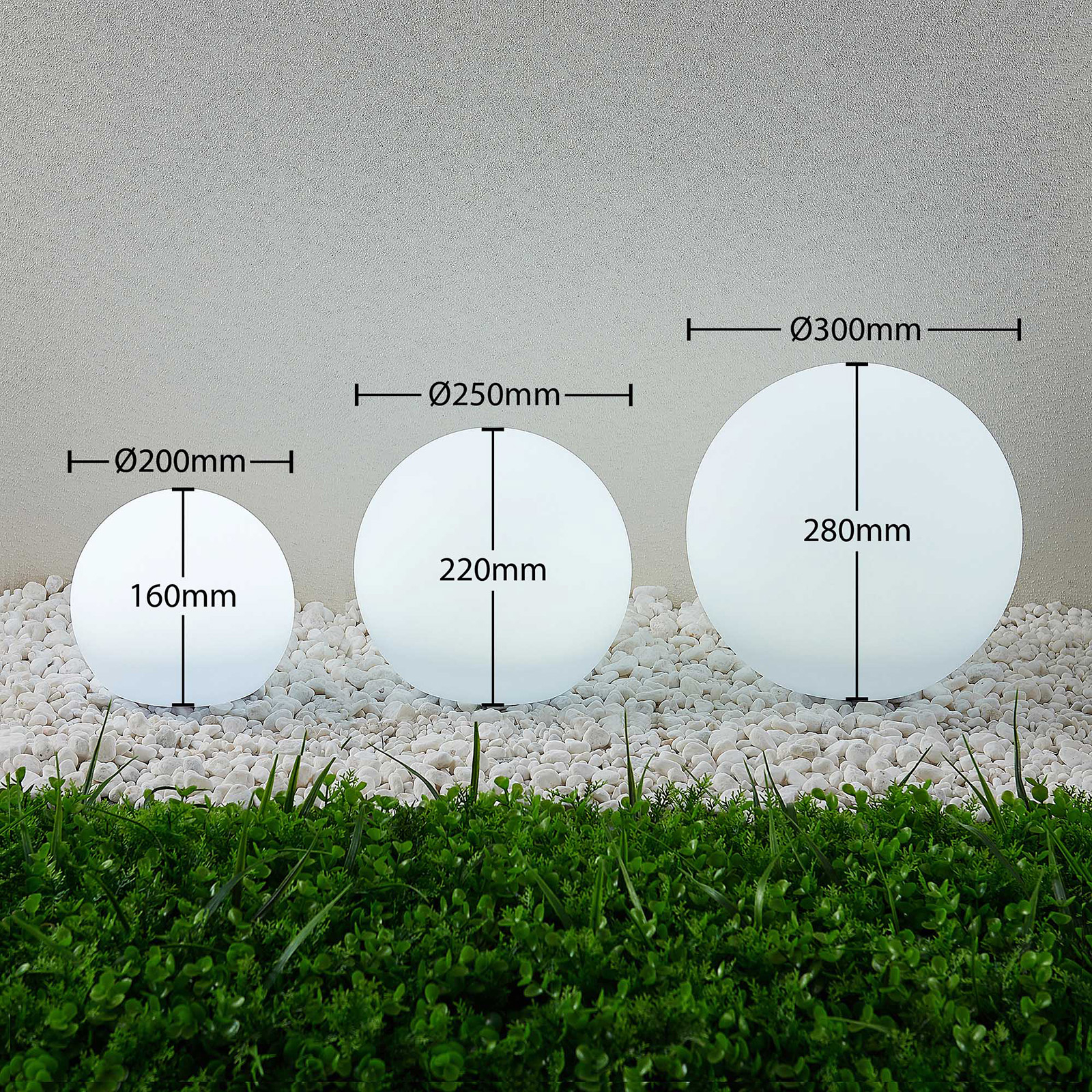Lindby Lago lámpara LED solar RGBW, set 3 bolas