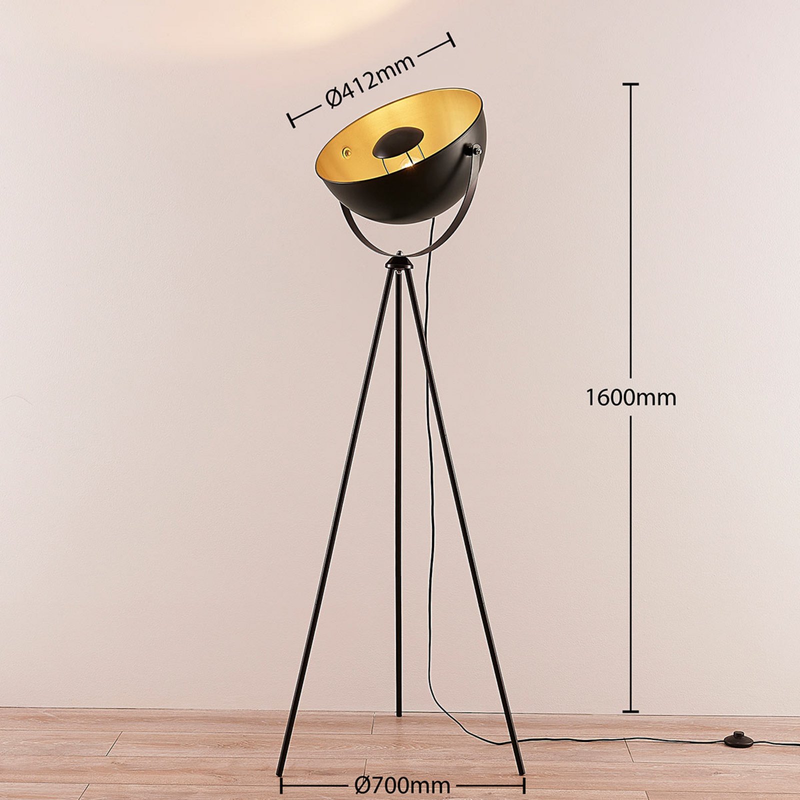 Meline Piantana Black/Gold - Lindby