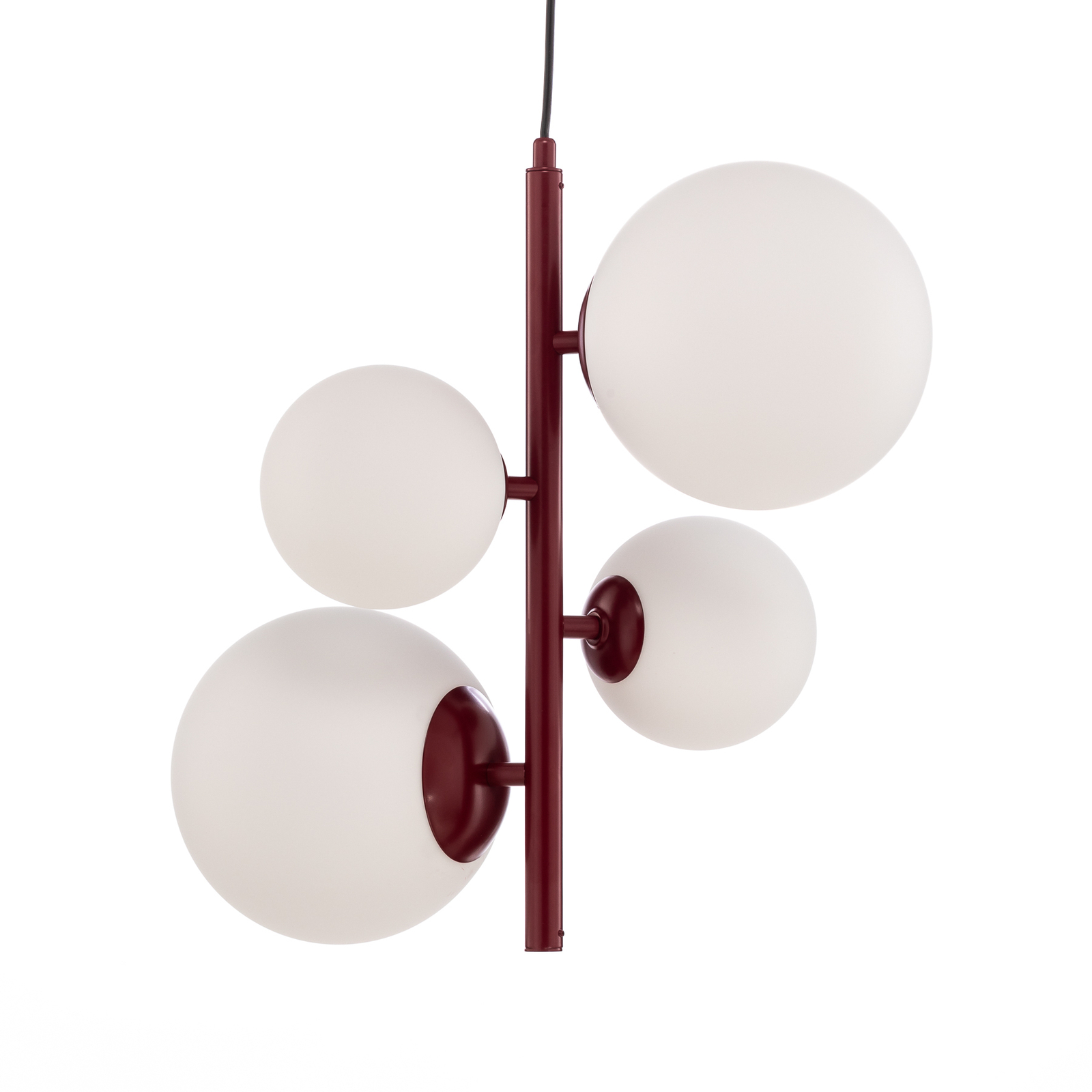 Joel hanglamp, wijnrood/wit, 4-lamps - ALDEX