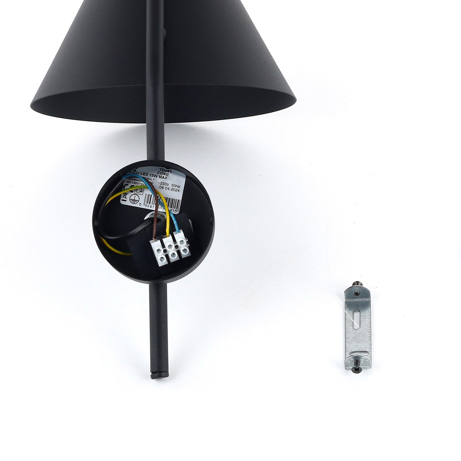 Nástenné svetlo Cono, 1-pl., čierne, E27