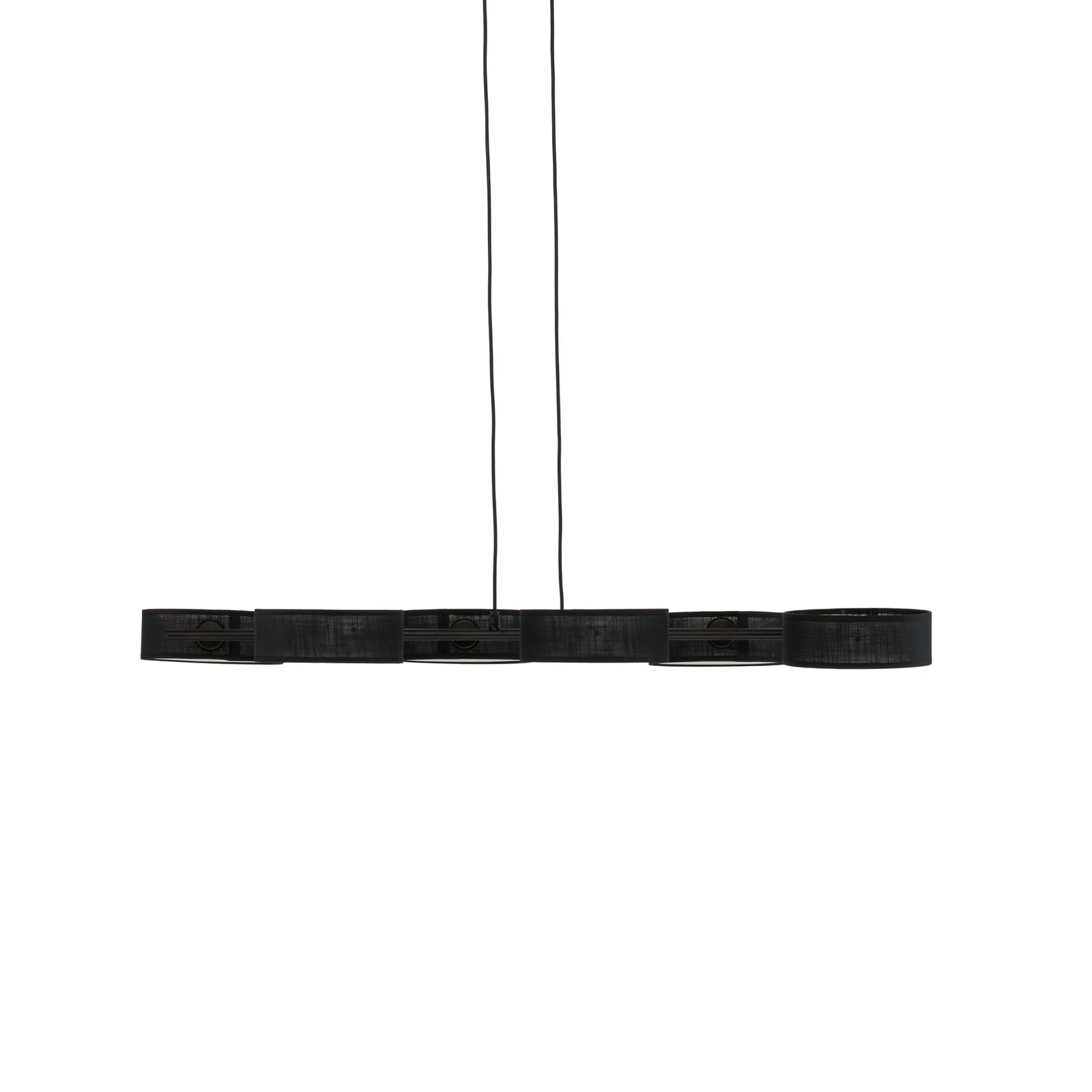 Suspension DRUMZ, noire, longueur 100 cm, à 6 lampes, tissu, E14
