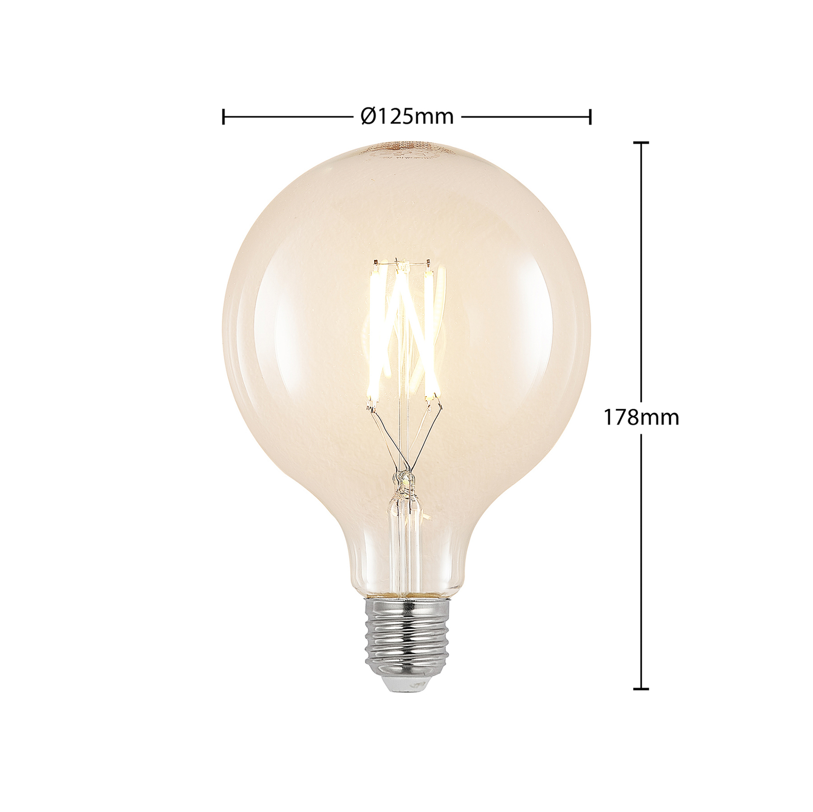 LED-Filament E27 8W 2.700K G125 Globe klar 3er-Set