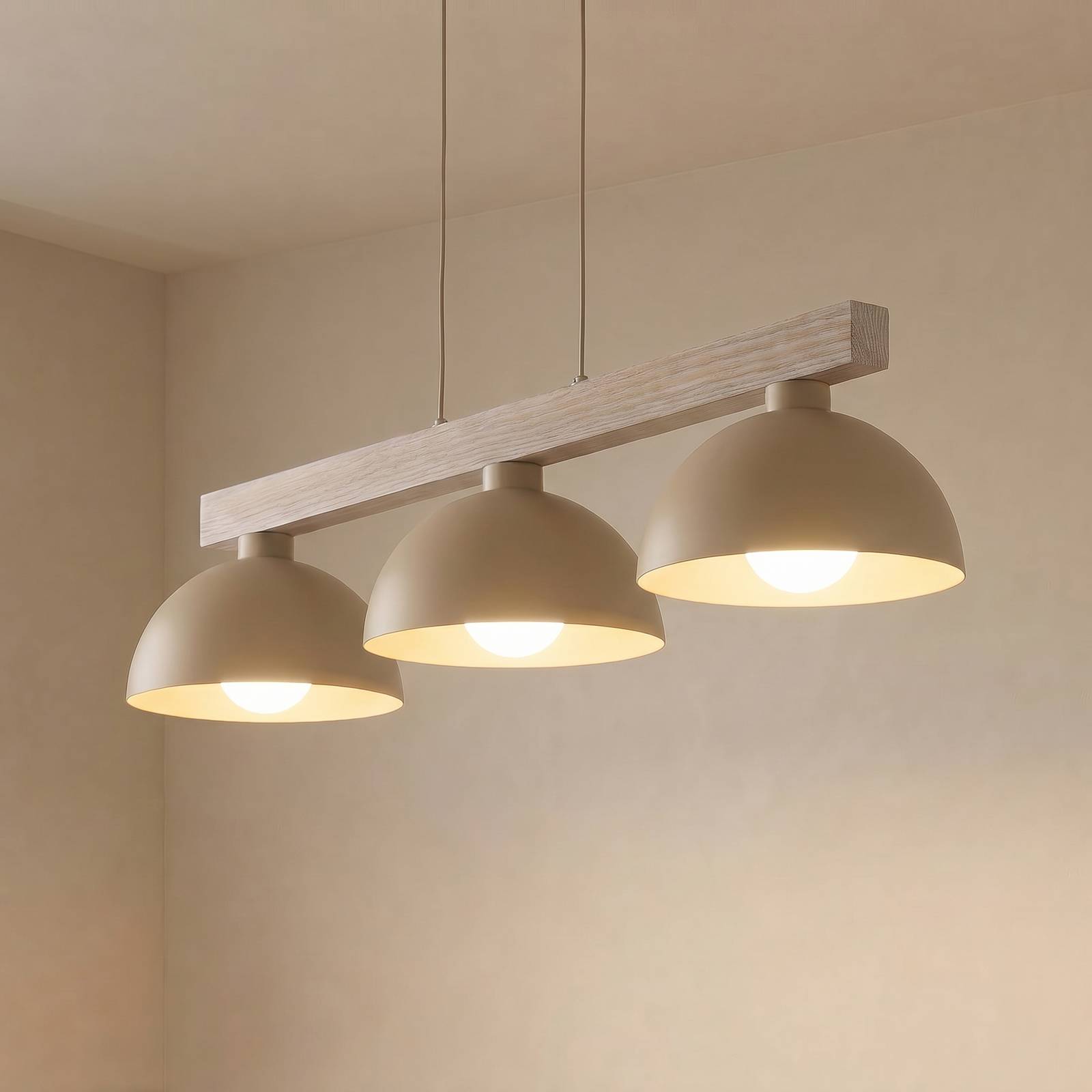 Levně TK Lighting Závěsné světlo Oslo, písková barva, 3 žárovky, délka 118 cm, E27