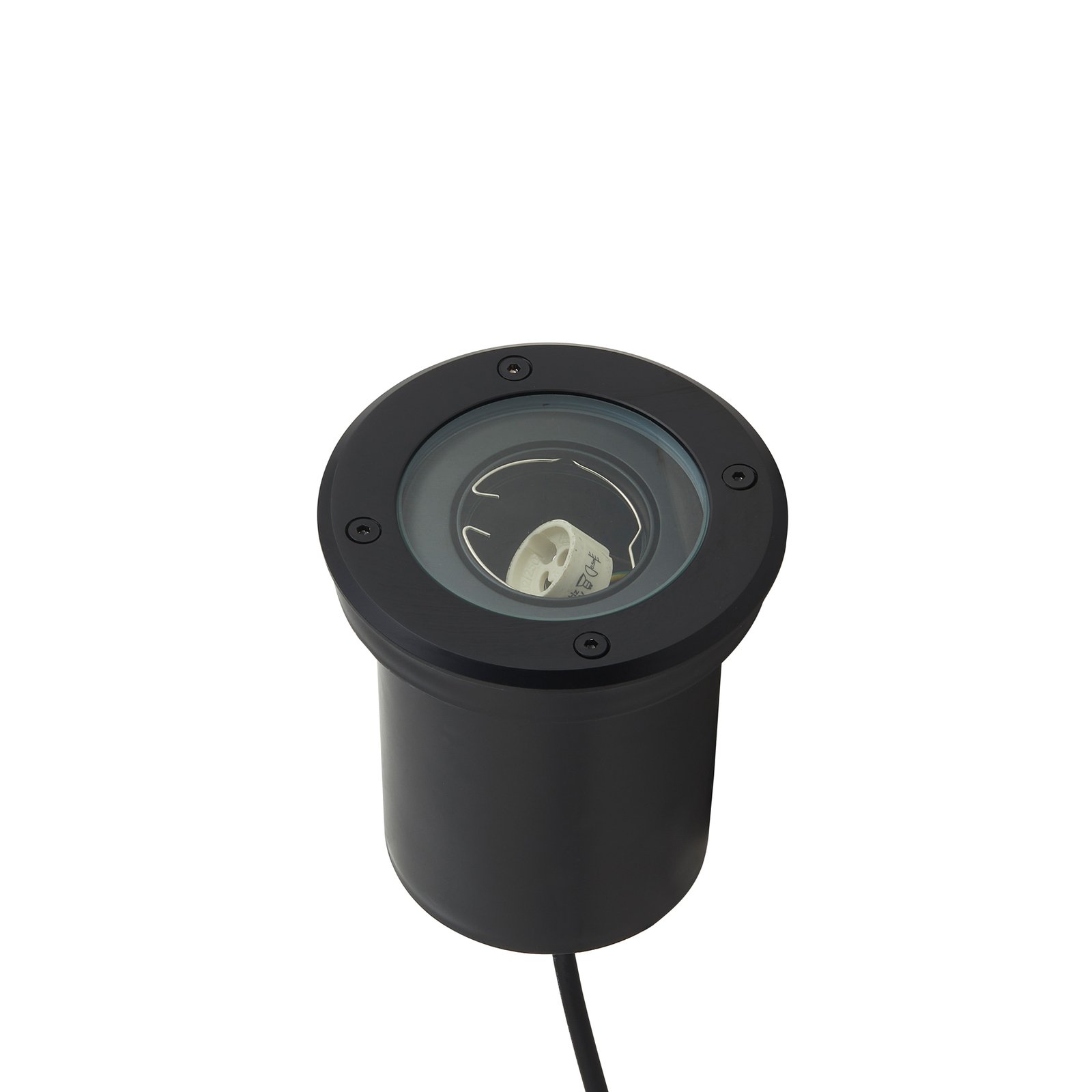 Lindby Cliff recessed floor light, round, black