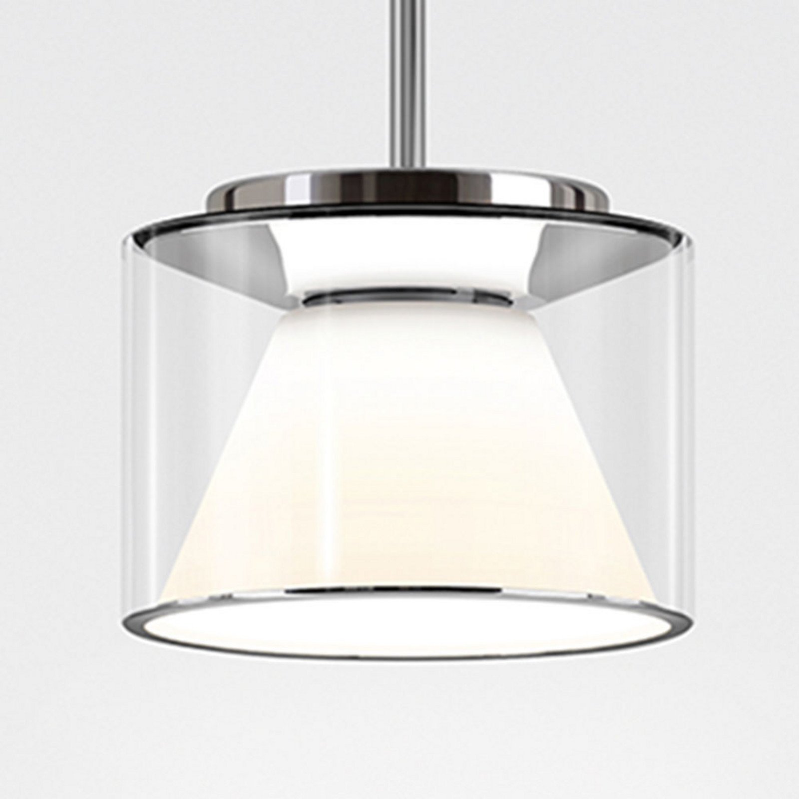 Serien Lighting serien.lighting Drum S tub suspendat 927 Triac plat - Camera de zi / sufragerie - modern - transparent opal aluminiu lucios cromat - Sticlă