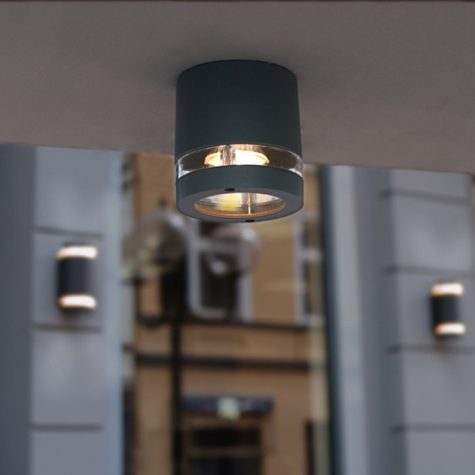 Focus bright exterior ceiling light, anthracite Lights.co.uk